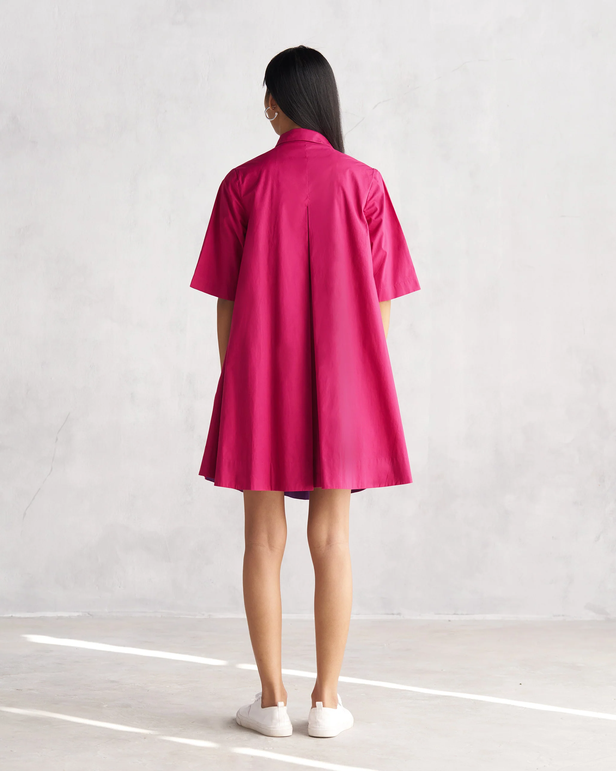 A-line Short Dress - Berry - Image 3