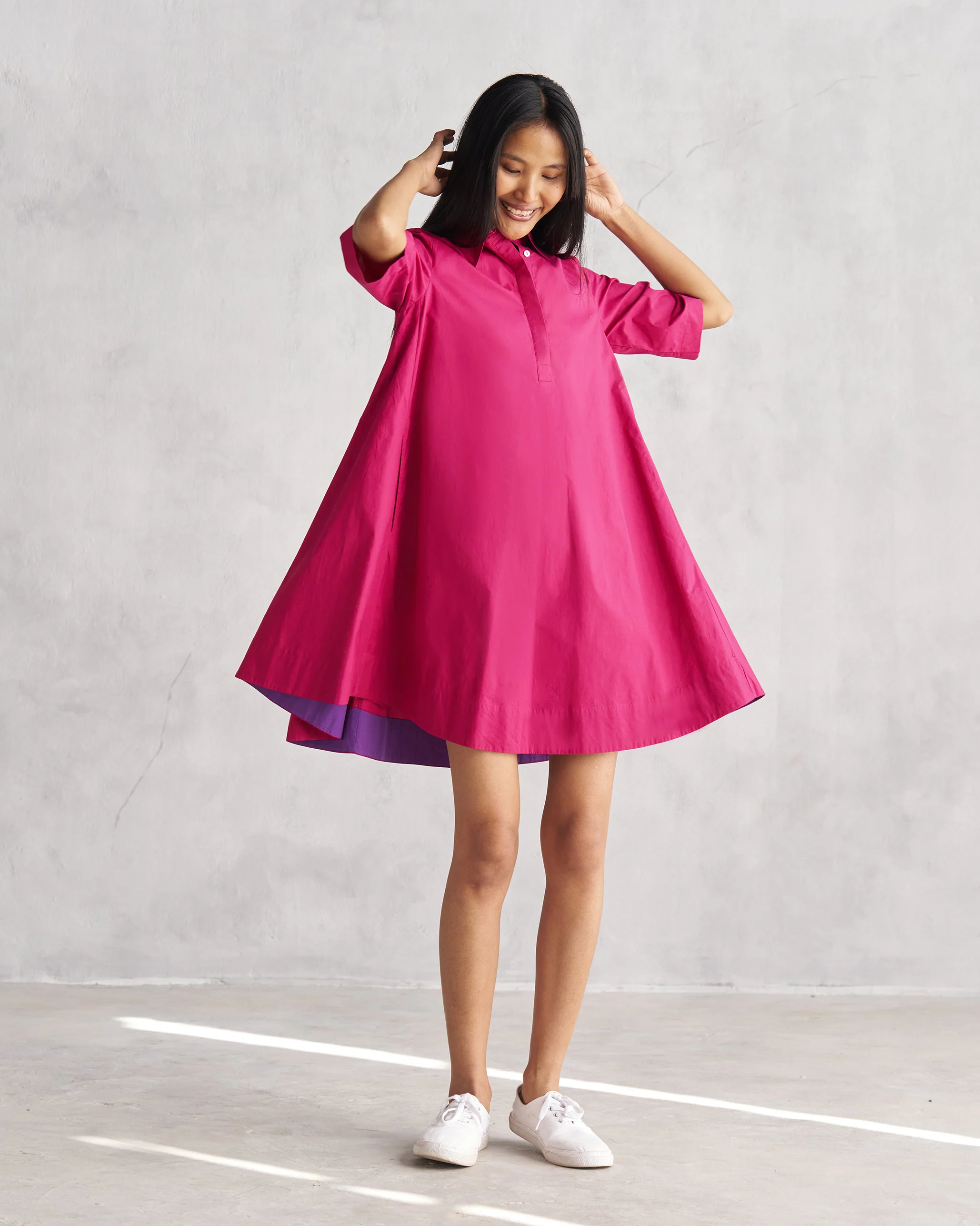 A-line Short Dress - Berry - Image 4