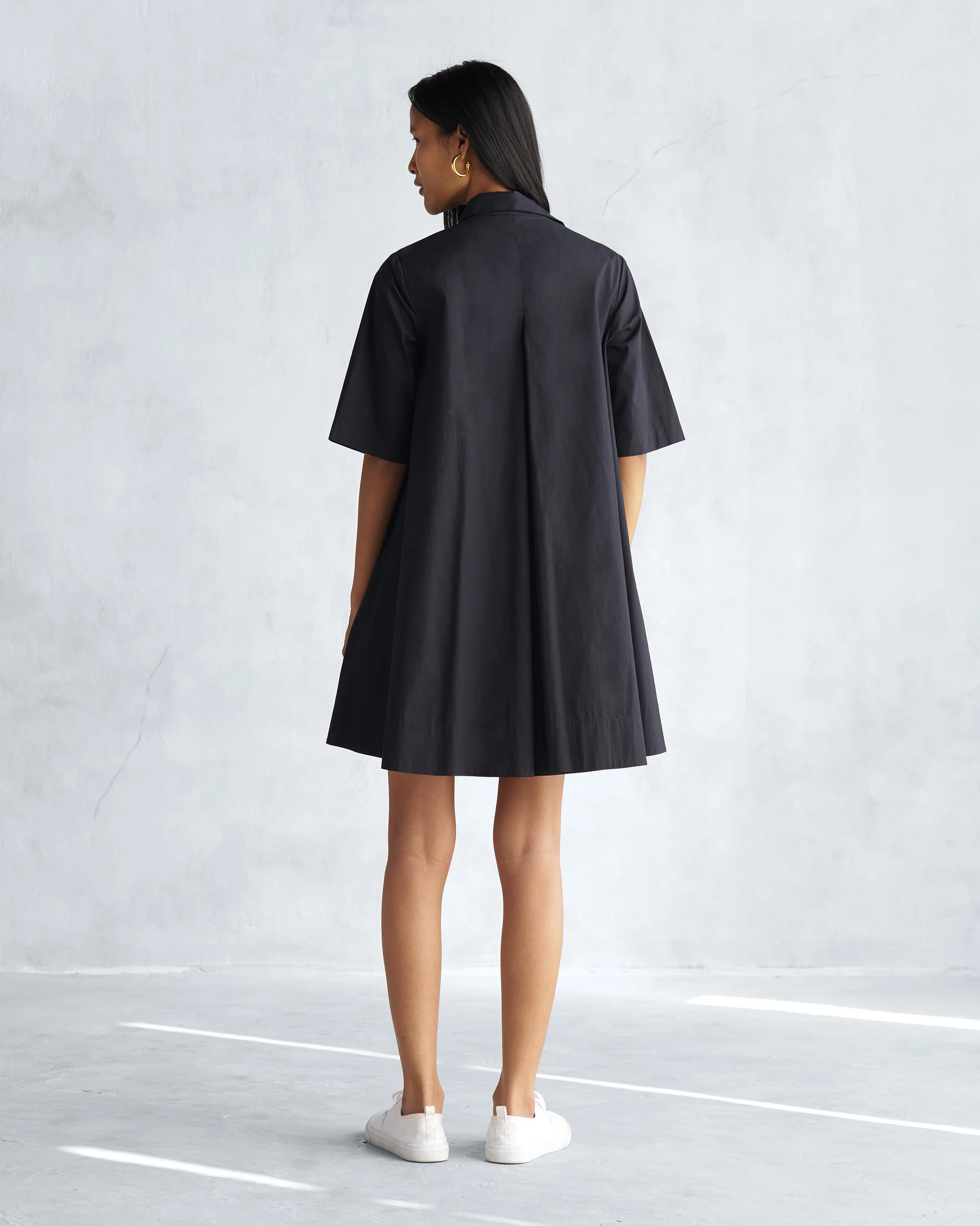 A-line Short Dress - Black - Image 3