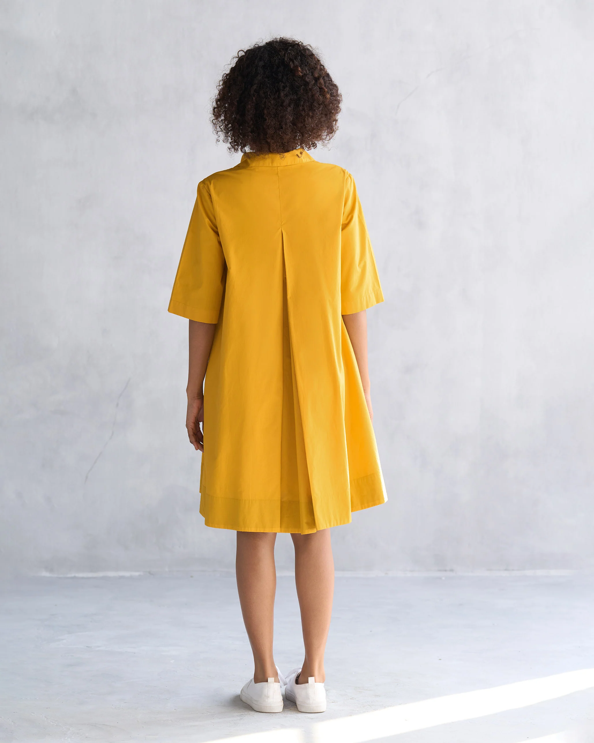 A-line Short Dress - Ochre - Image 3