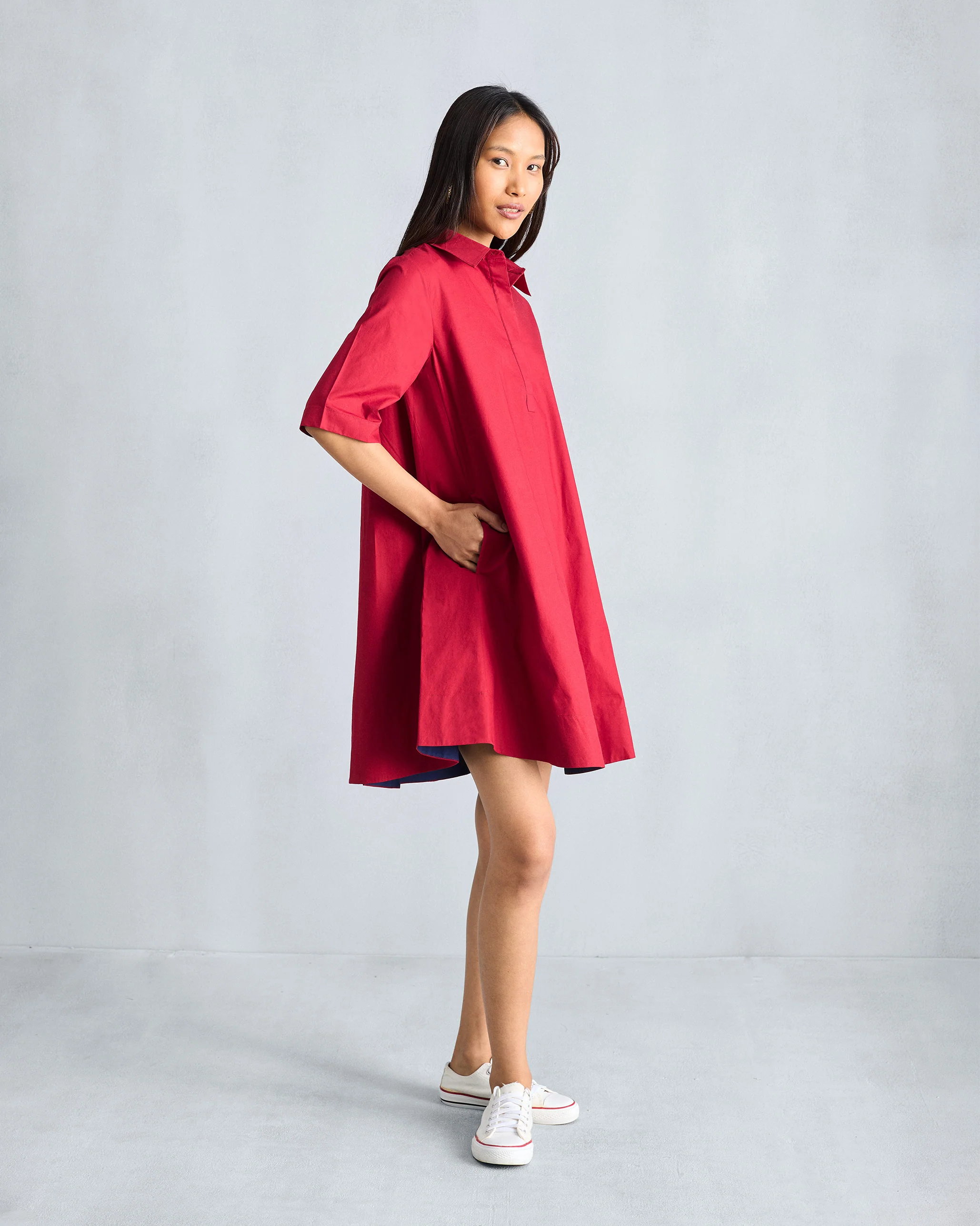 A-line Short Dress - Red - Image 2