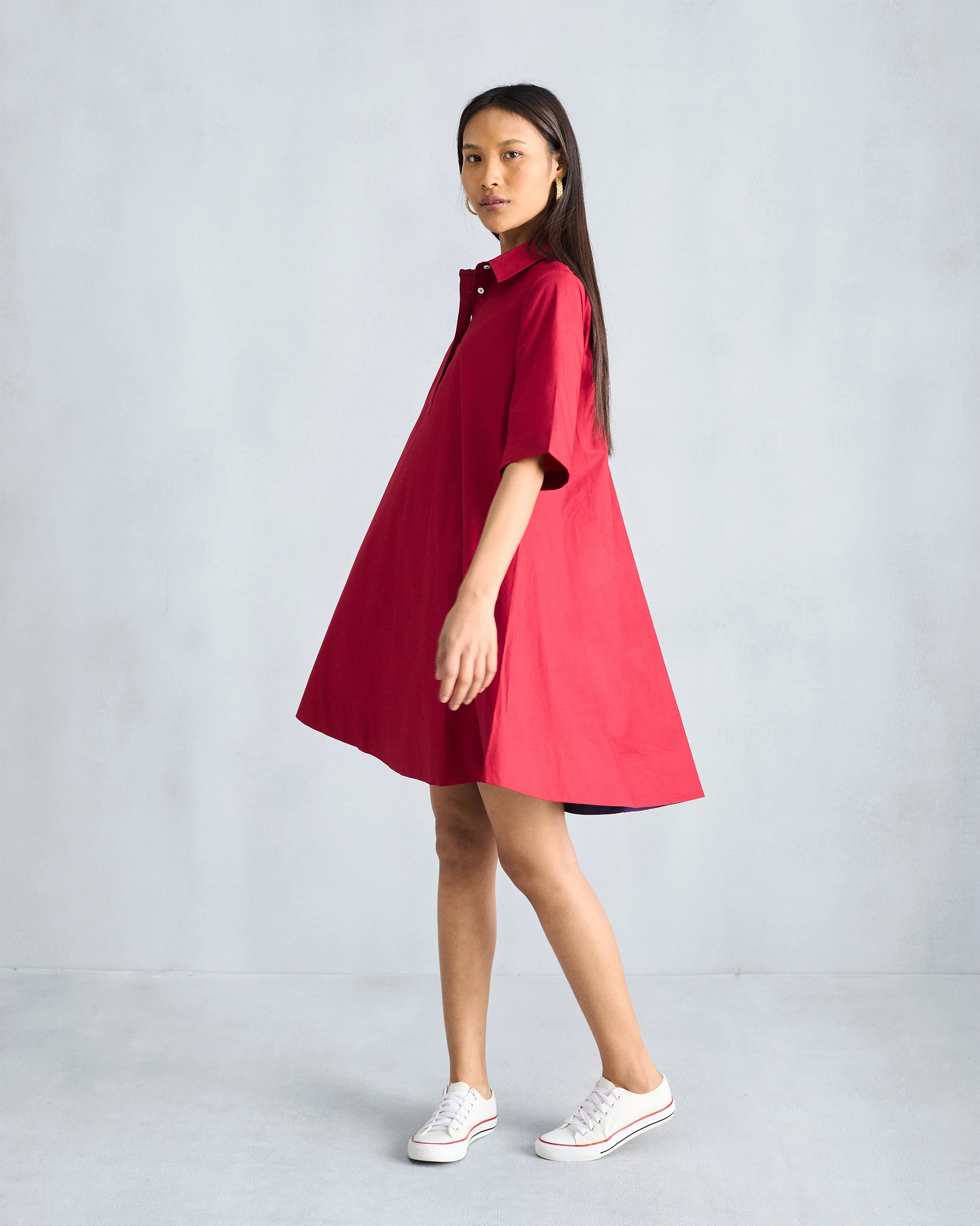 A-line Short Dress - Red - Image 5