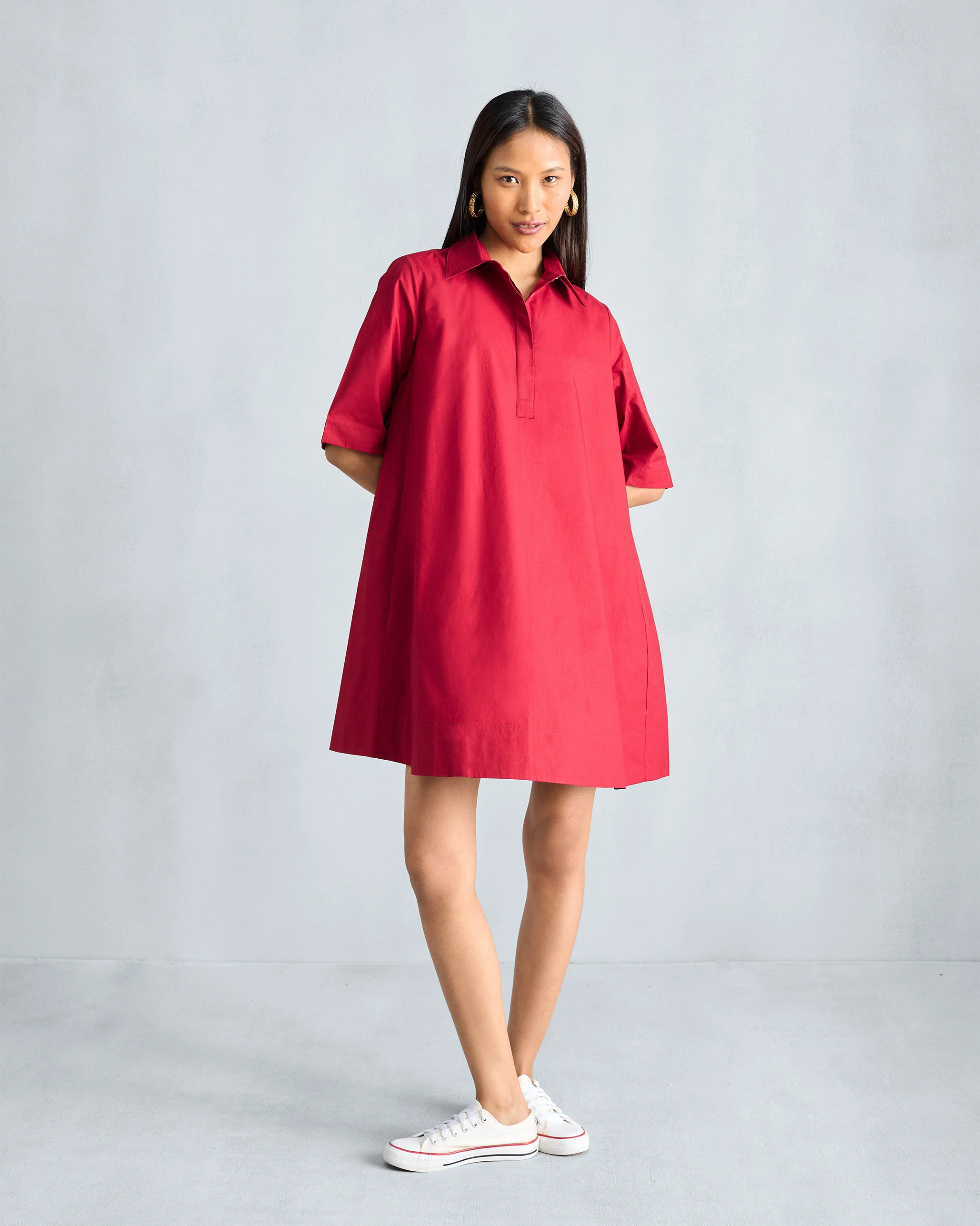 A-line Short Dress - Red - Image 6