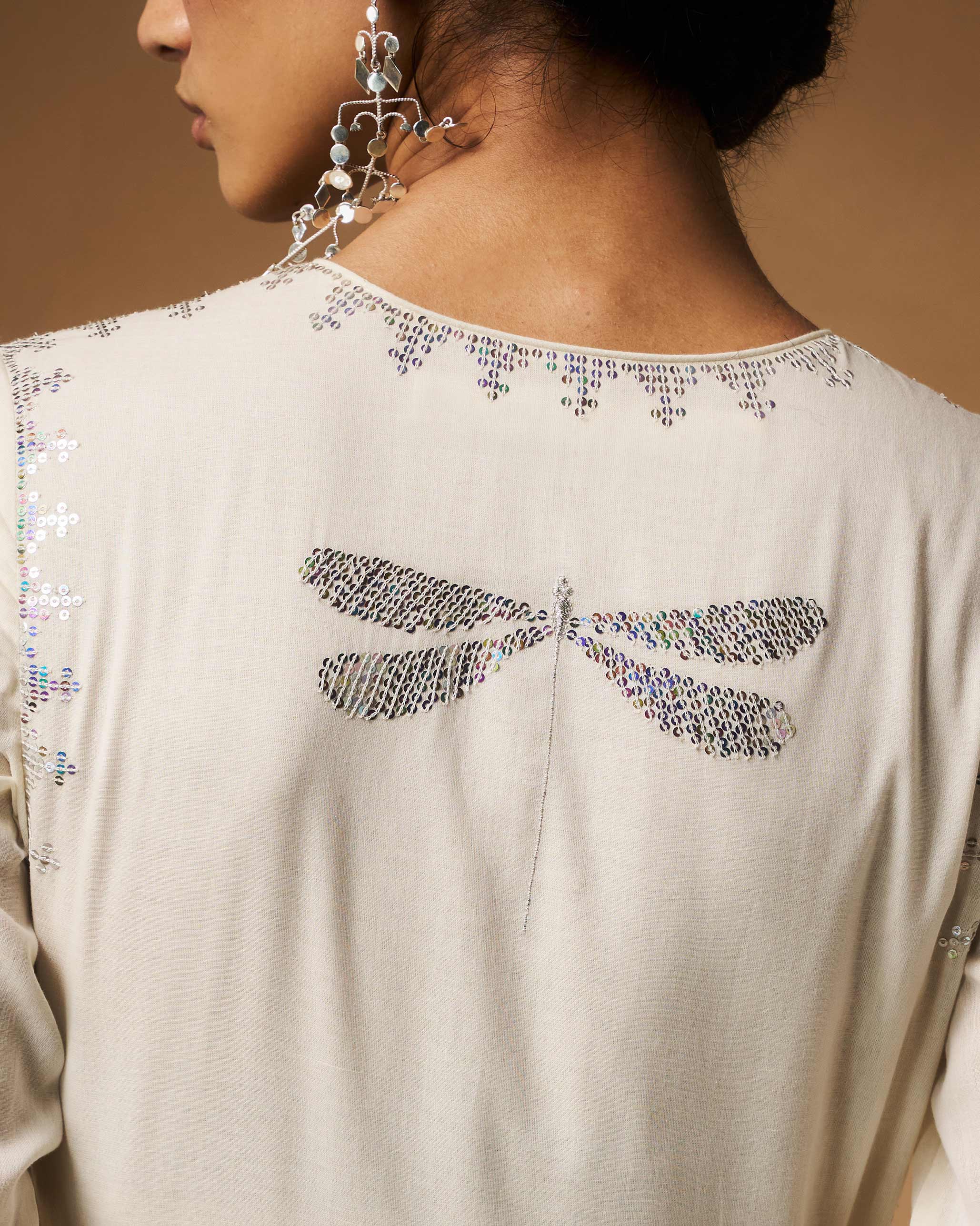 Aafreen Angrakha - Ivory Hand Embroidered - Image 2