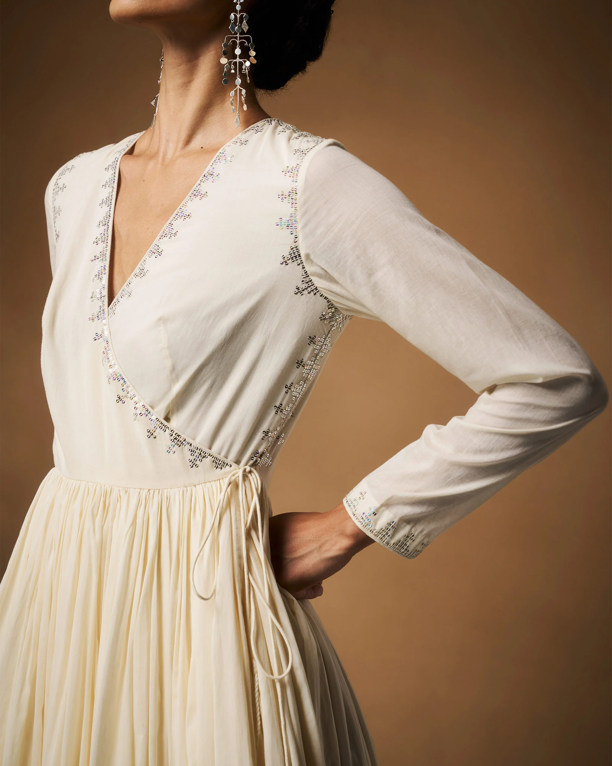 Aafreen Angrakha - Ivory Hand Embroidered - Image 5