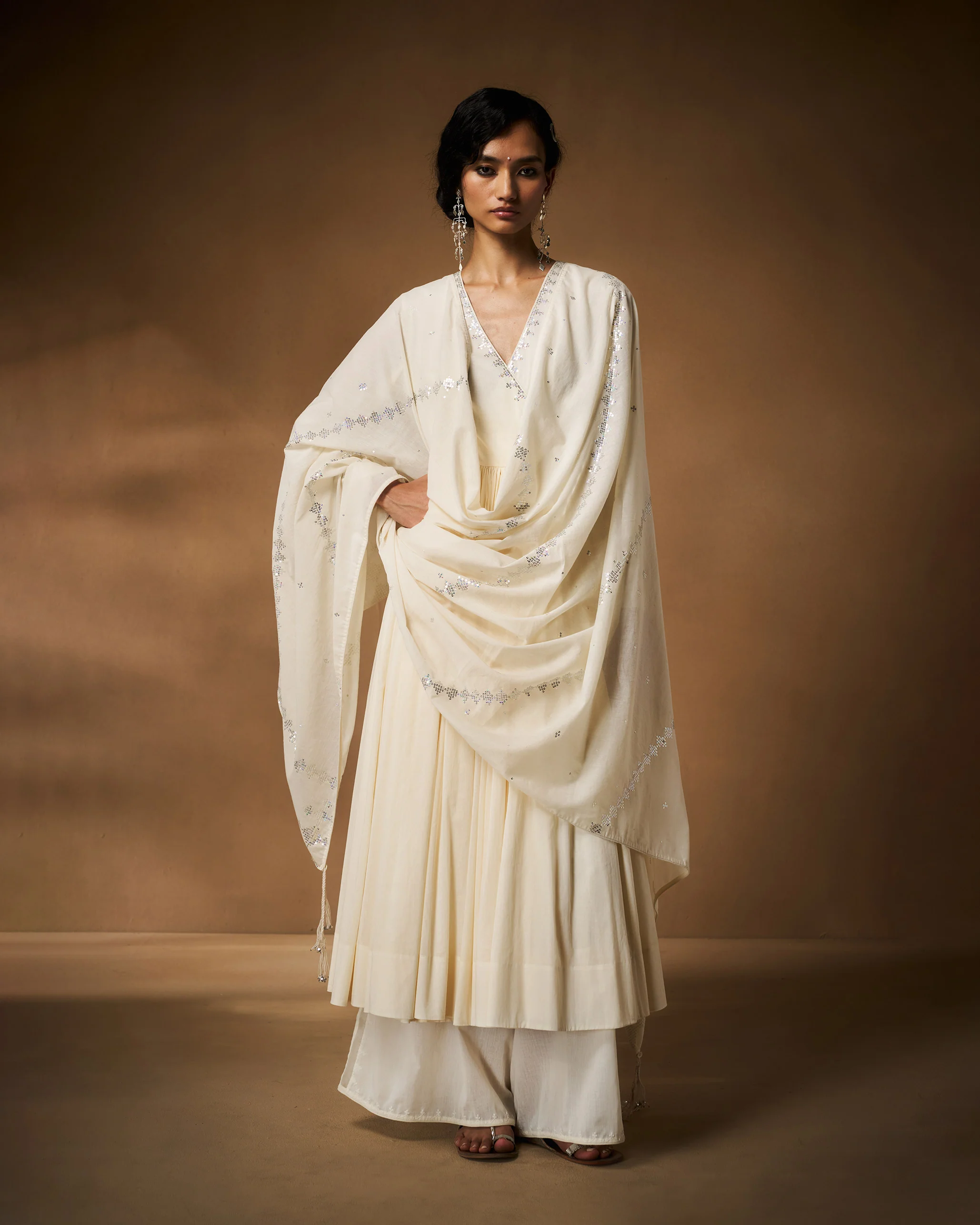 Aafreen Angrakha - Ivory Hand Embroidered - Image 9