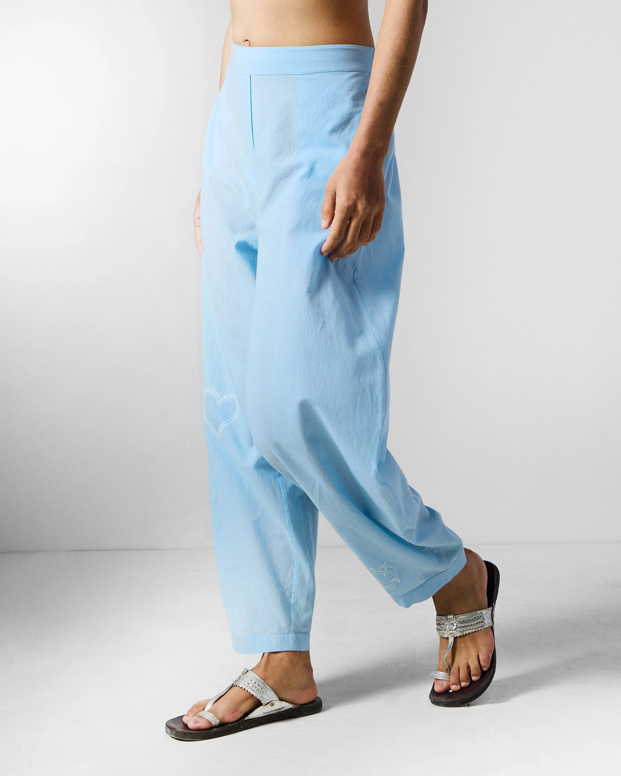 Aaira Pants - Ice Blue Embroidered - Image 2