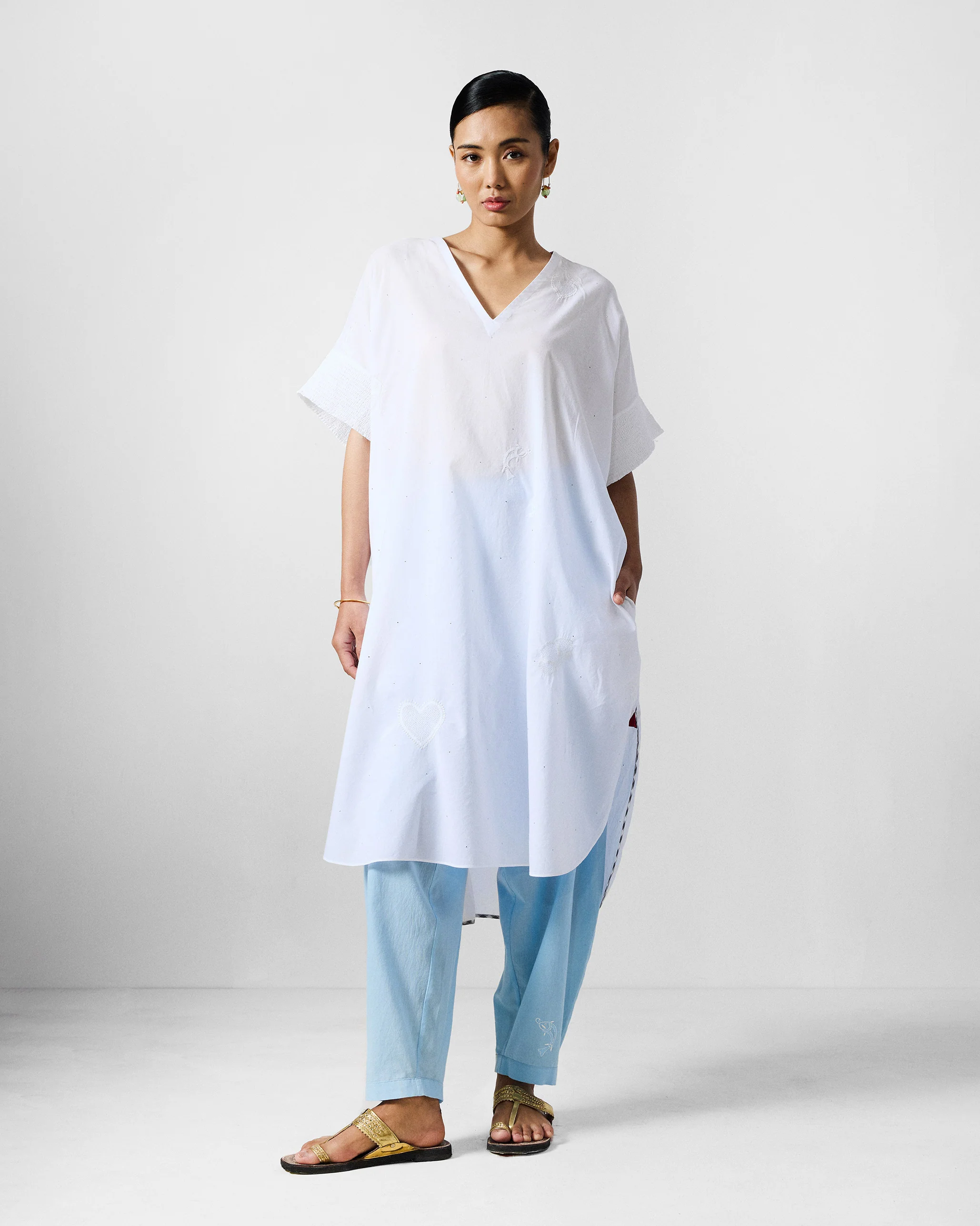 Aaira Pants - Ice Blue Embroidered - Image 6