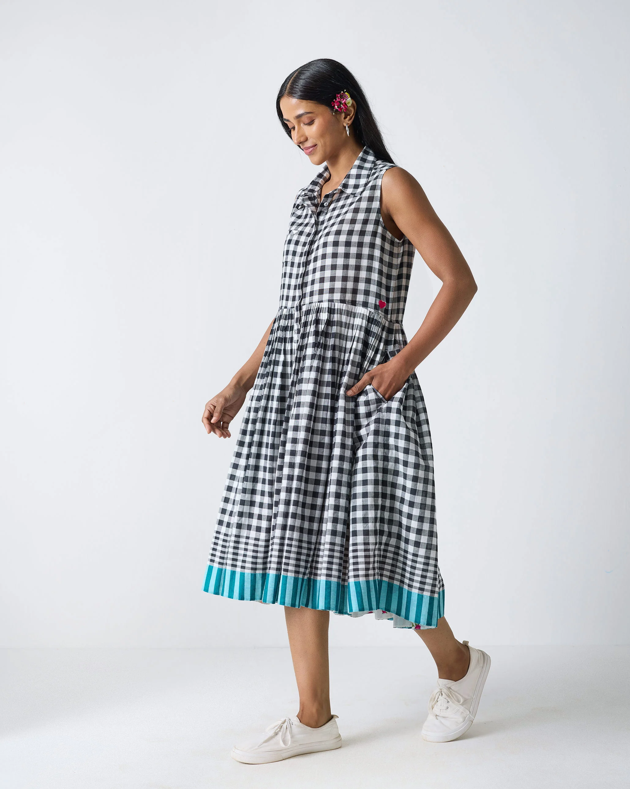Ada Dress - Black & White Checks - Image 2