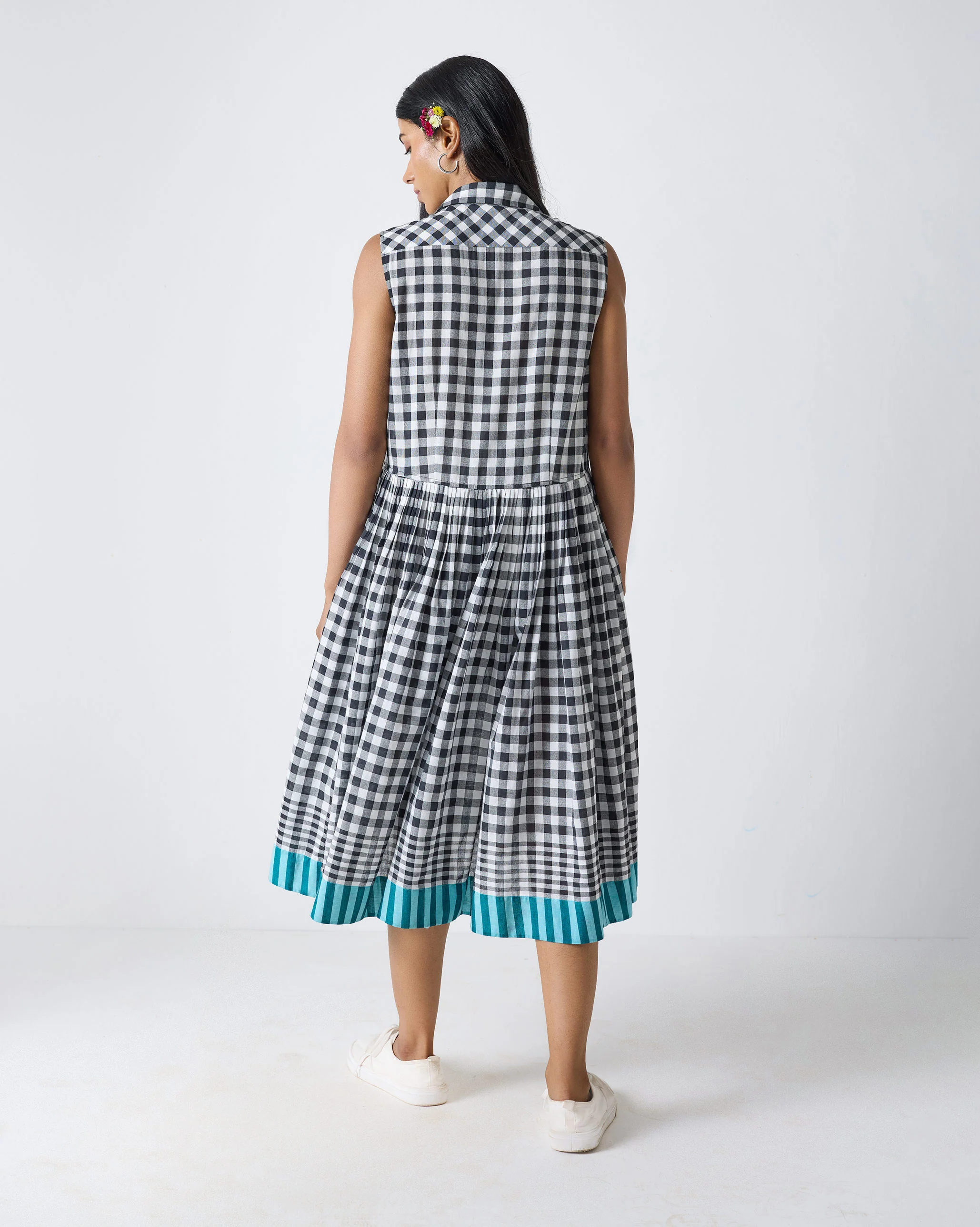 Ada Dress - Black & White Checks - Image 3