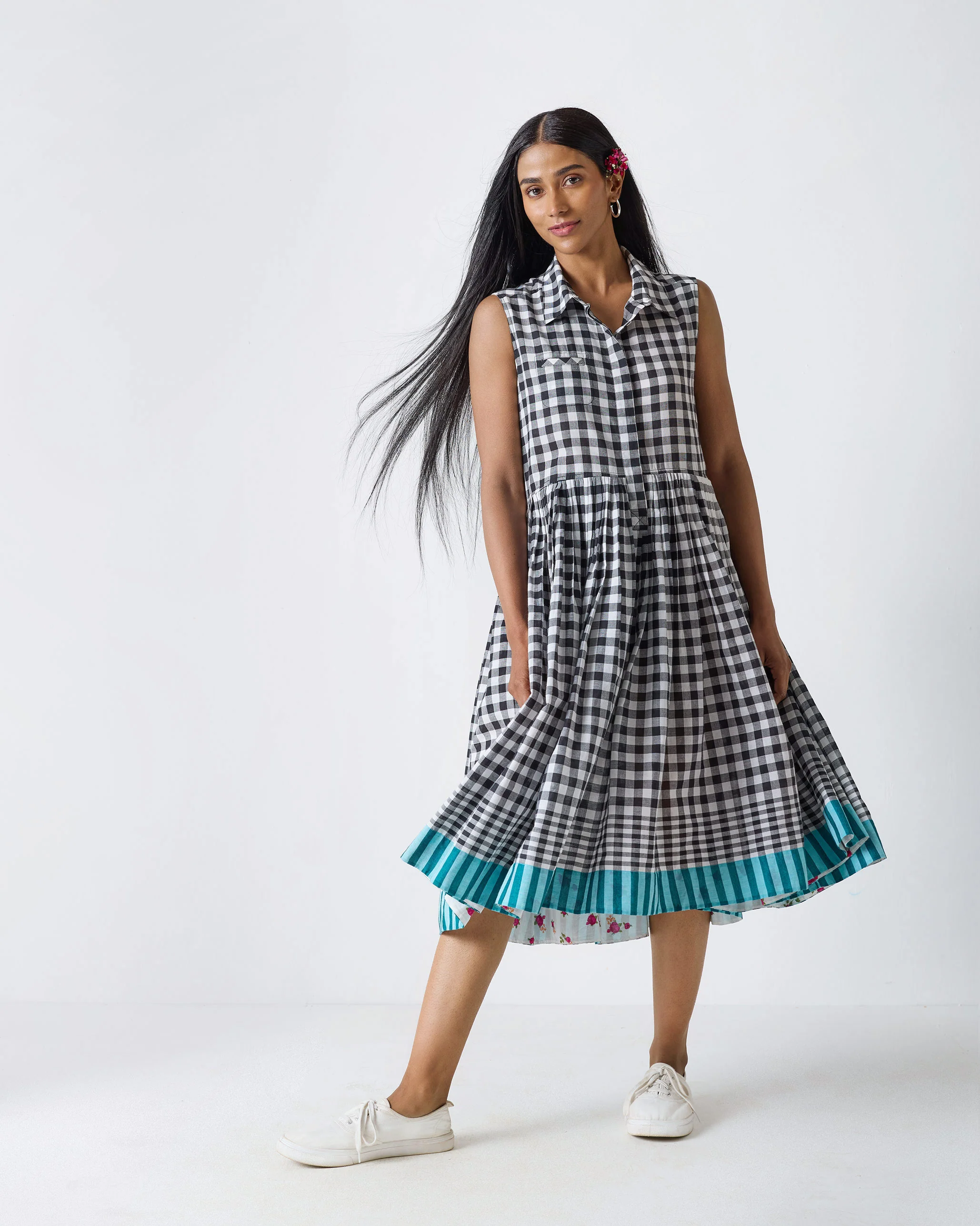 Ada Dress - Black & White Checks - Image 4