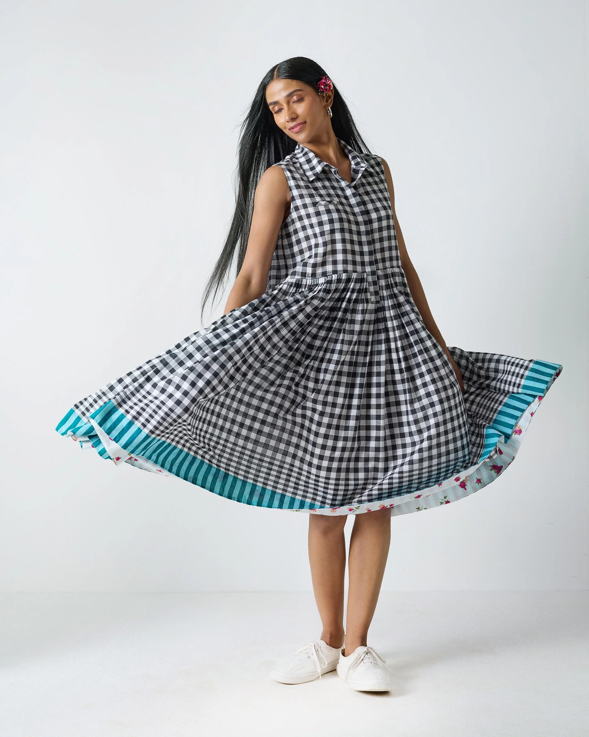 Ada Dress - Black & White Checks - Image 5