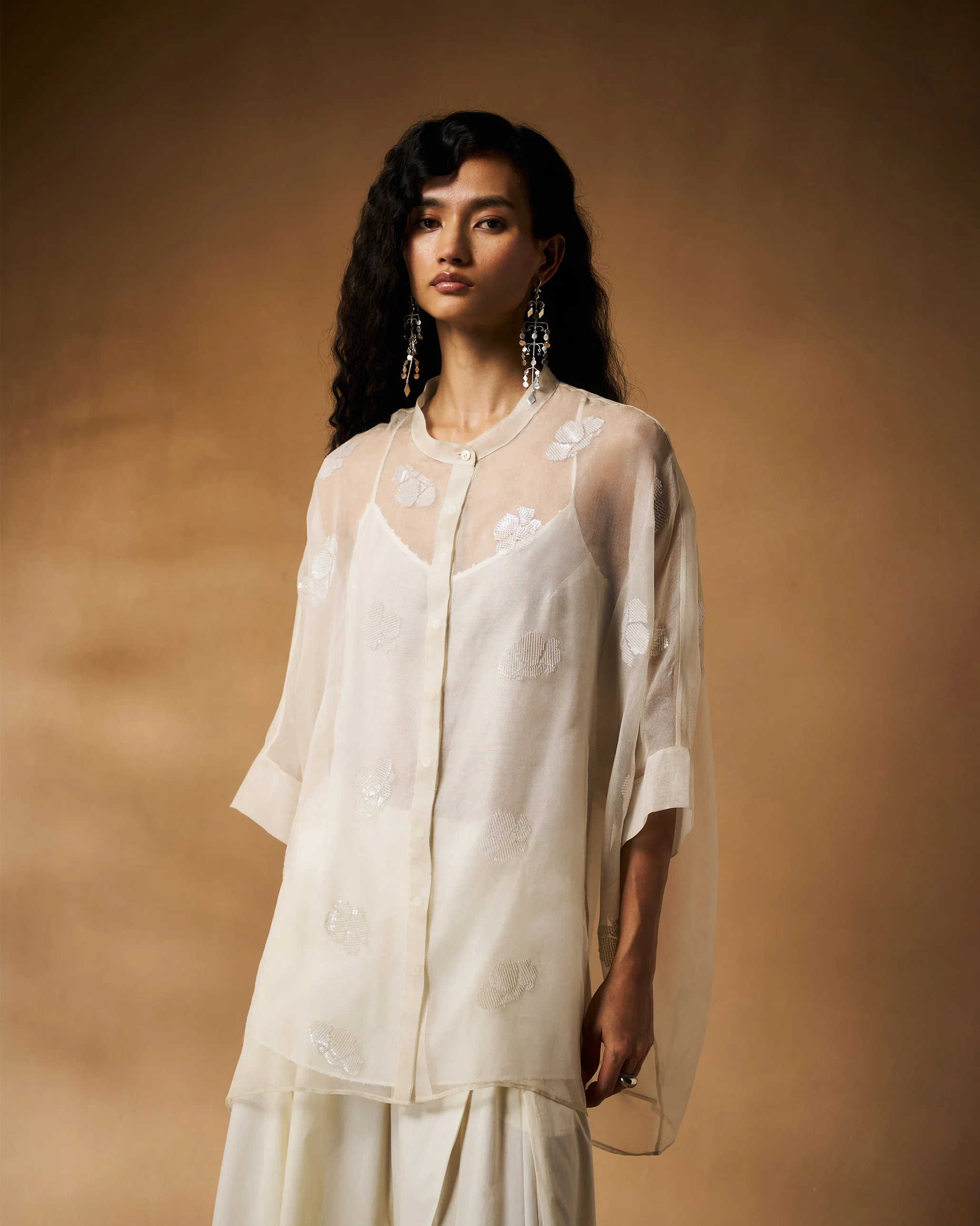 Afra Shirt - Ivory Hand Embroidered - Image 3