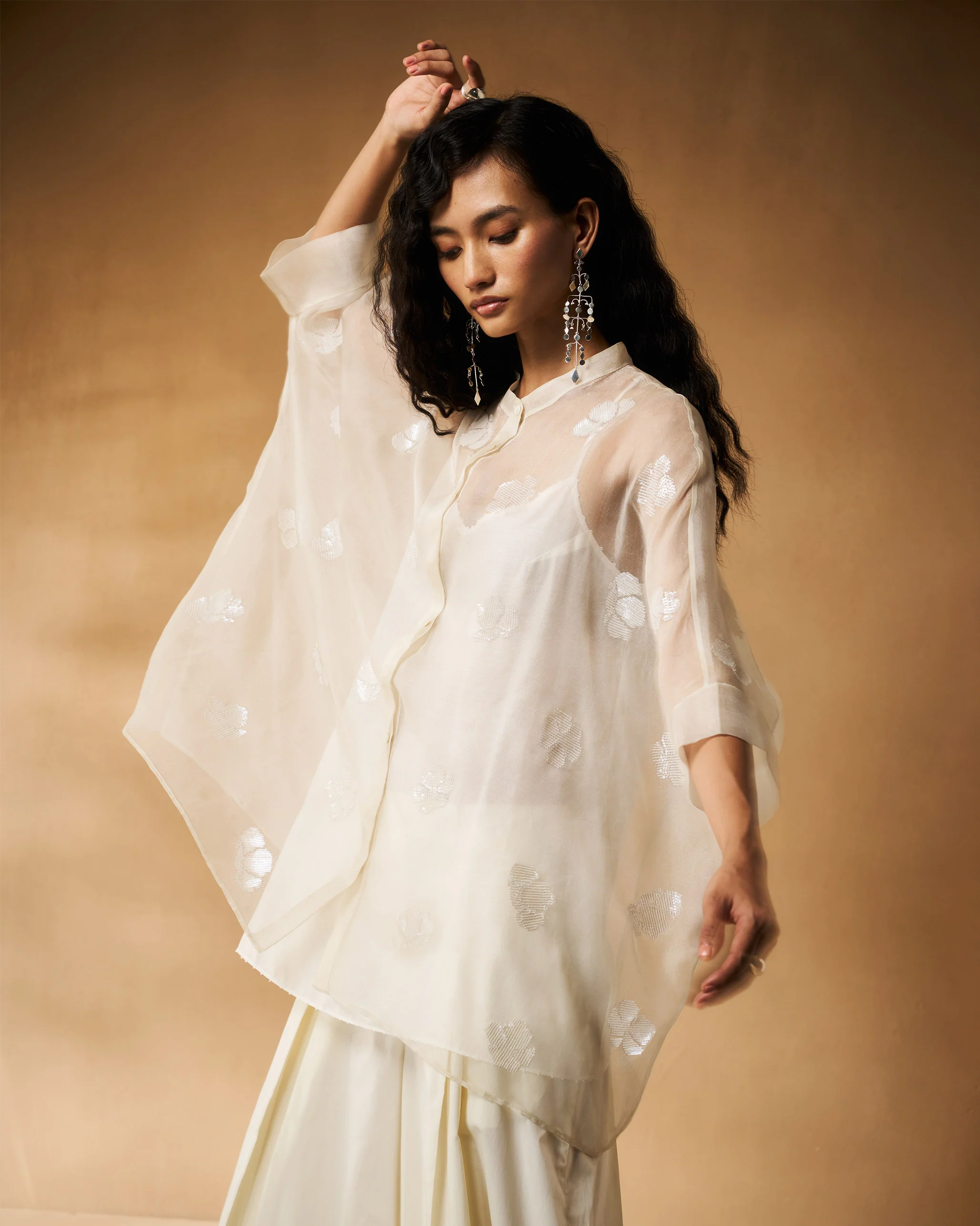 Afra Shirt - Ivory Hand Embroidered - Image 5