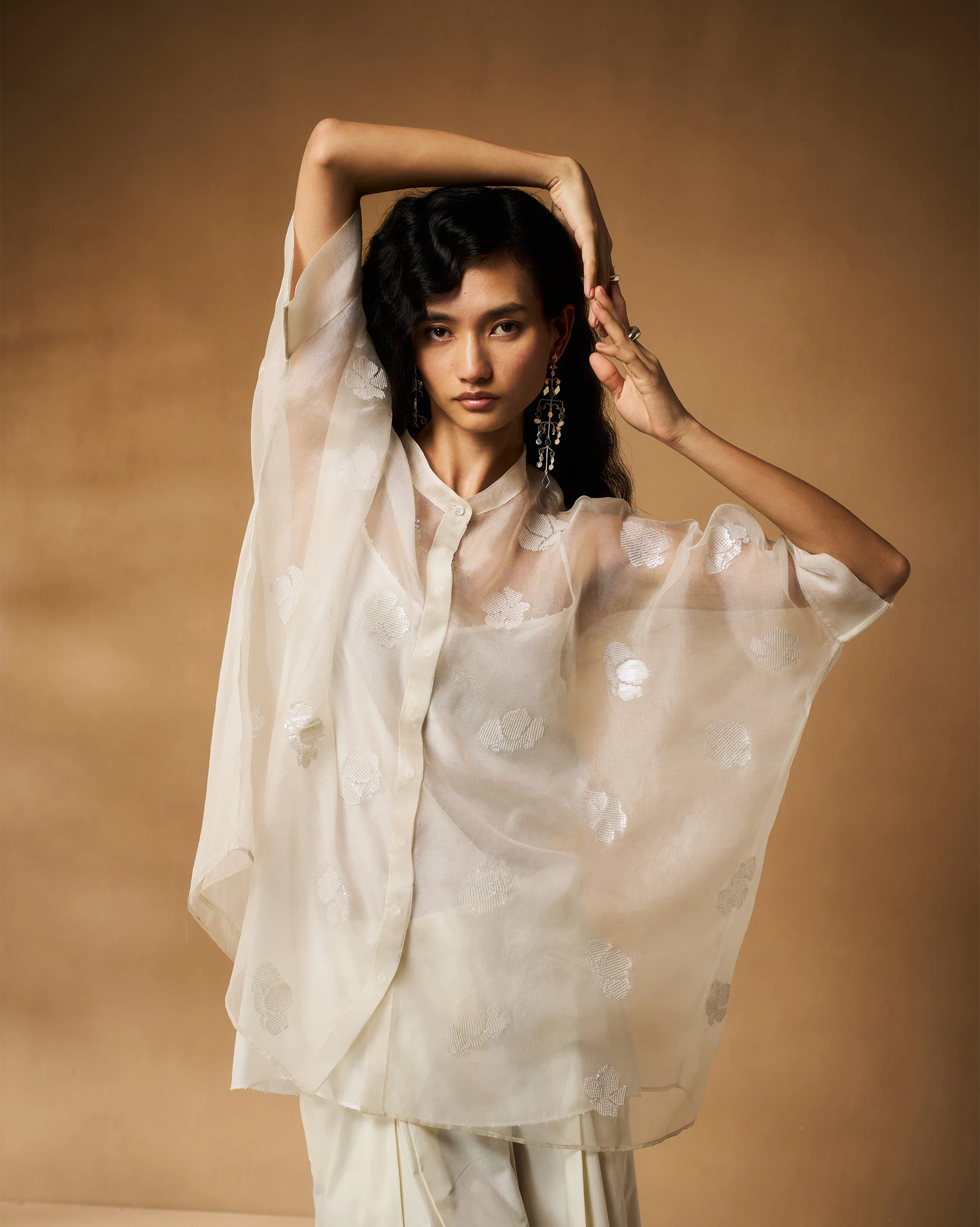 Afra Shirt - Ivory Hand Embroidered - Image 6
