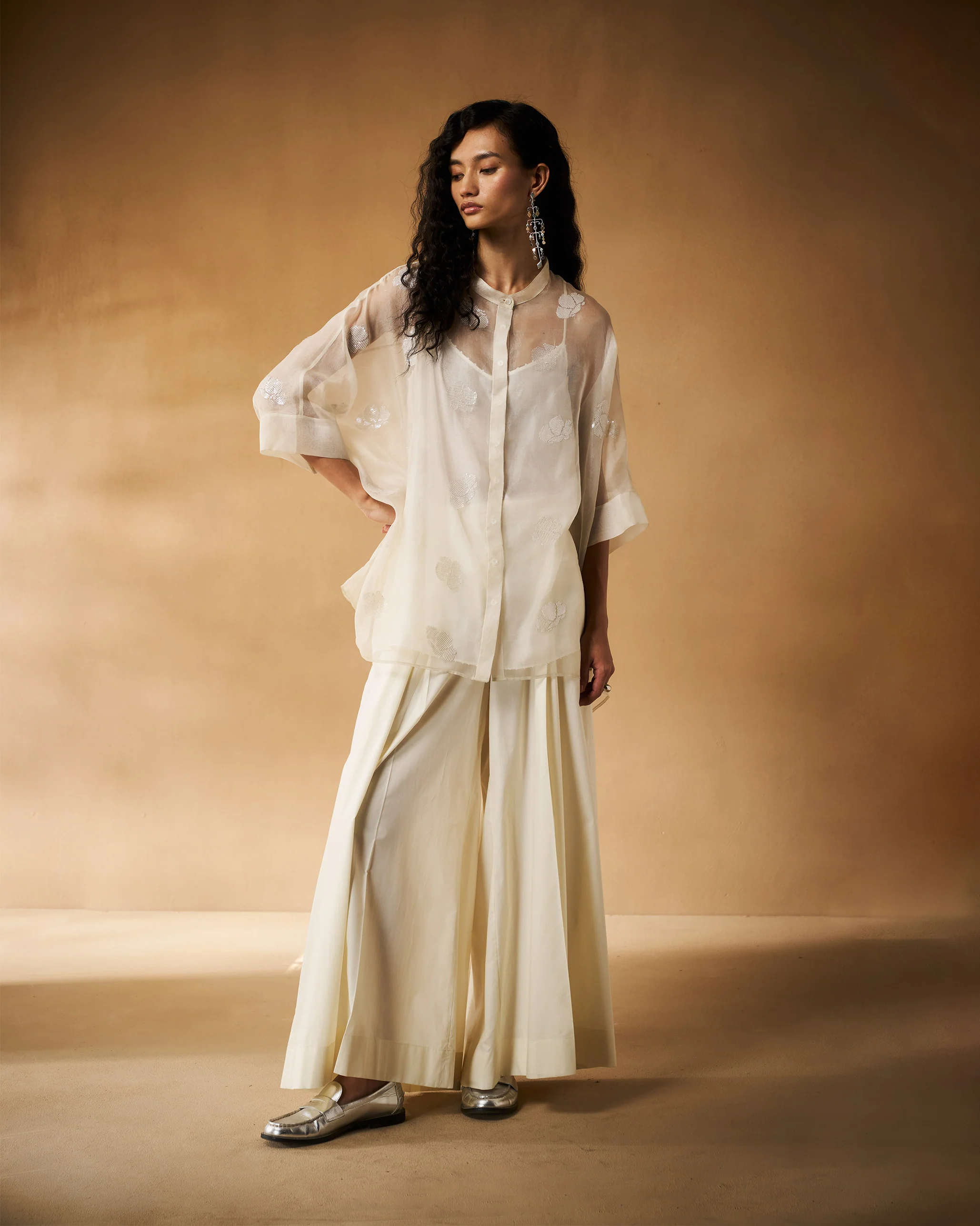 Afra Shirt - Ivory Hand Embroidered - Image 7