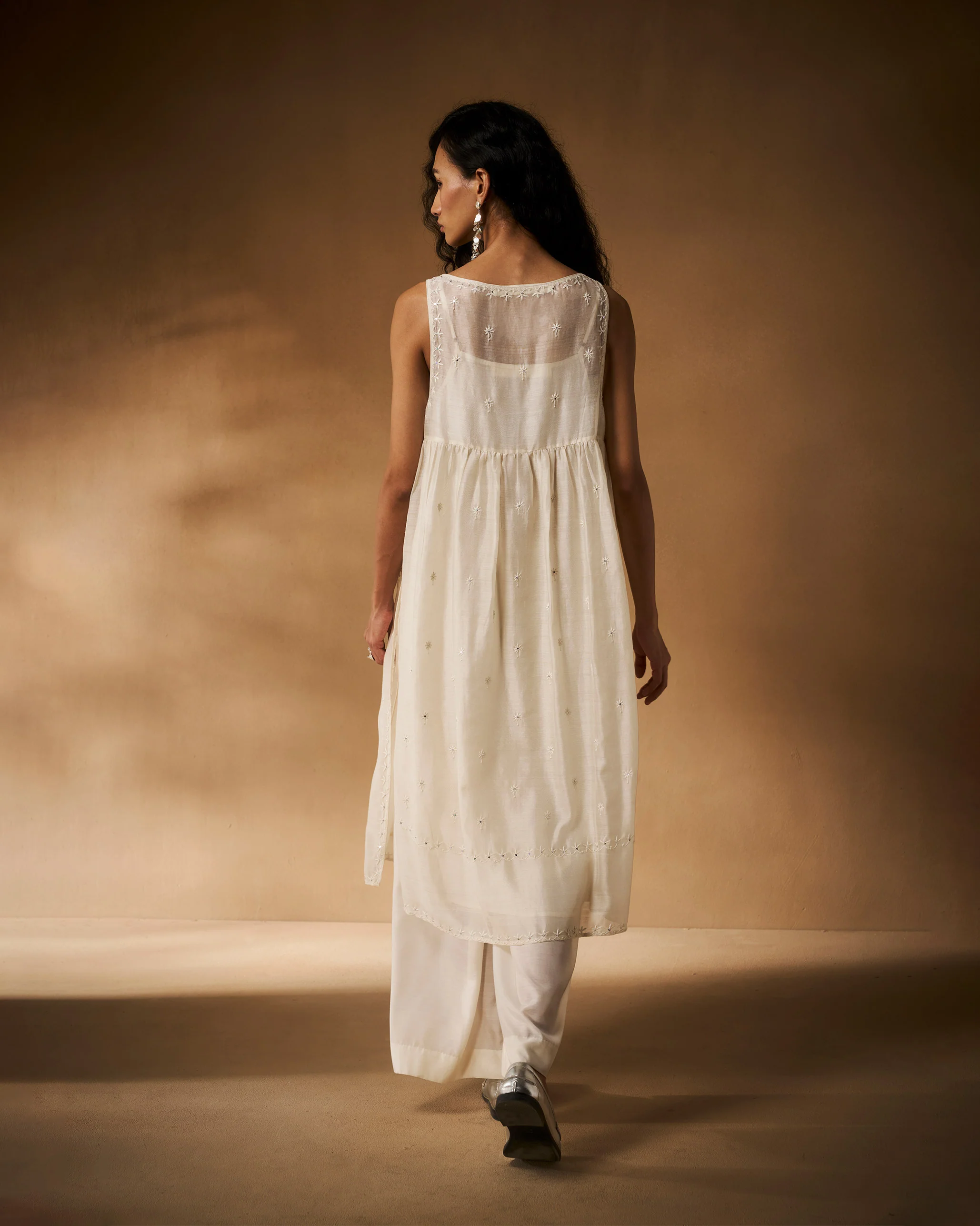 Afra Tunic - Ivory Chikankari - Image 3