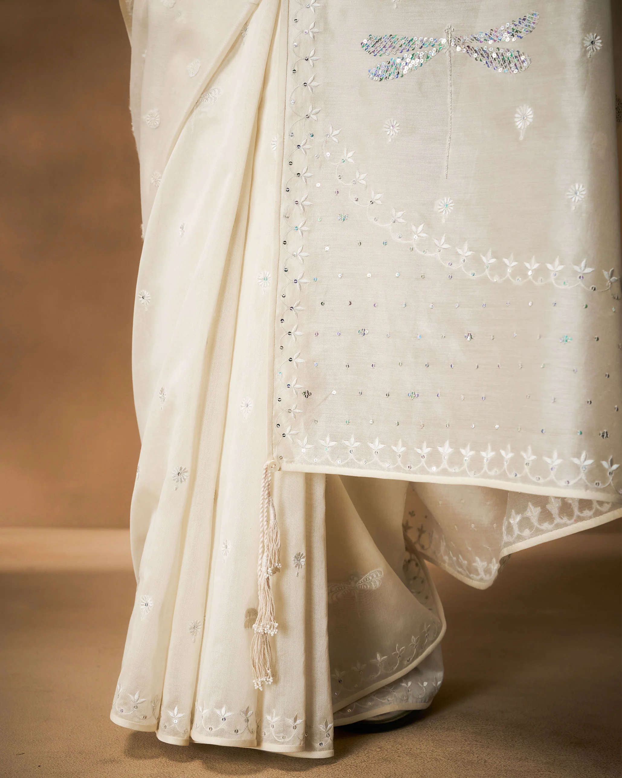 Afreen Sari - Ivory Embroidered - Image 2