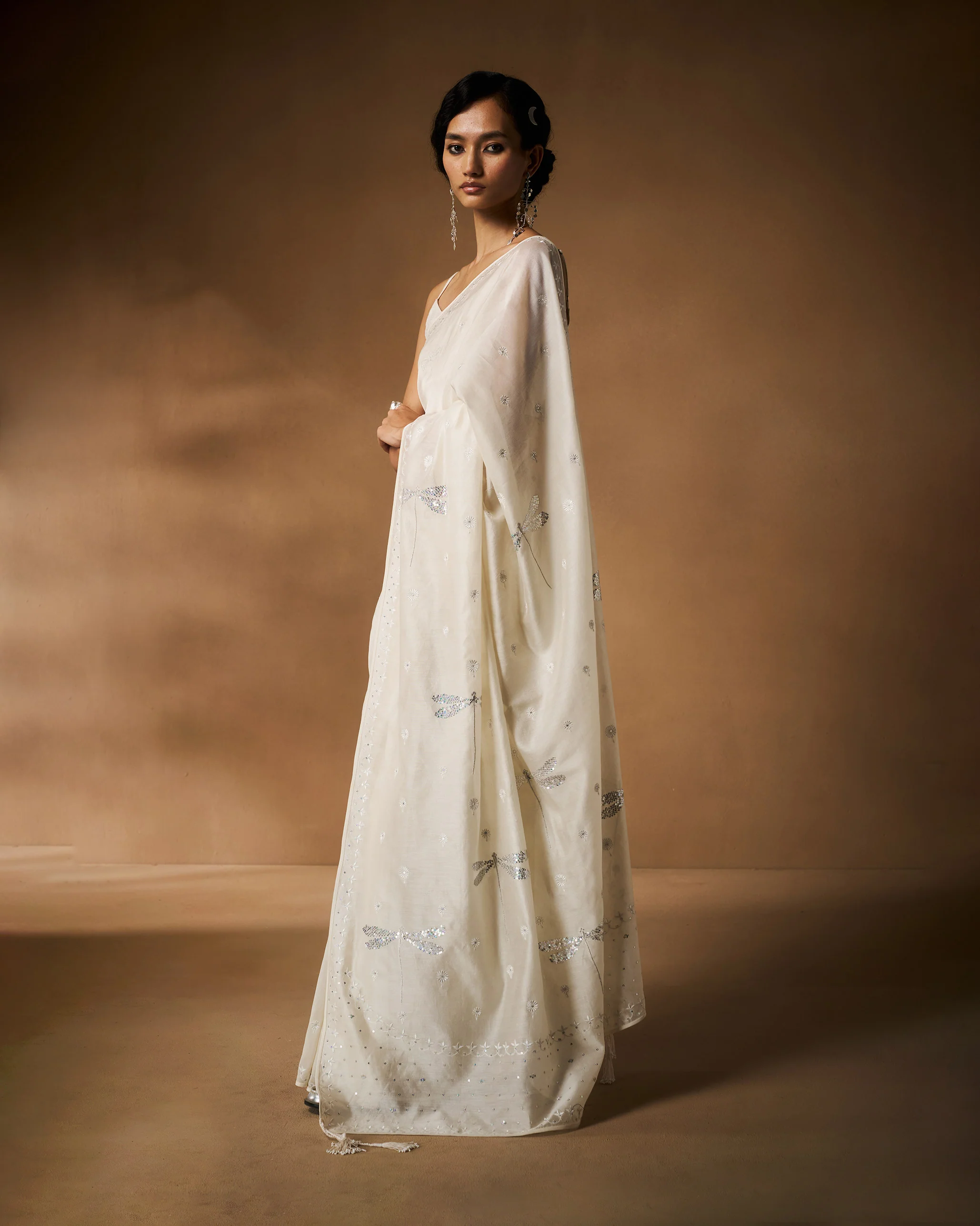 Afreen Sari - Ivory Embroidered - Image 6