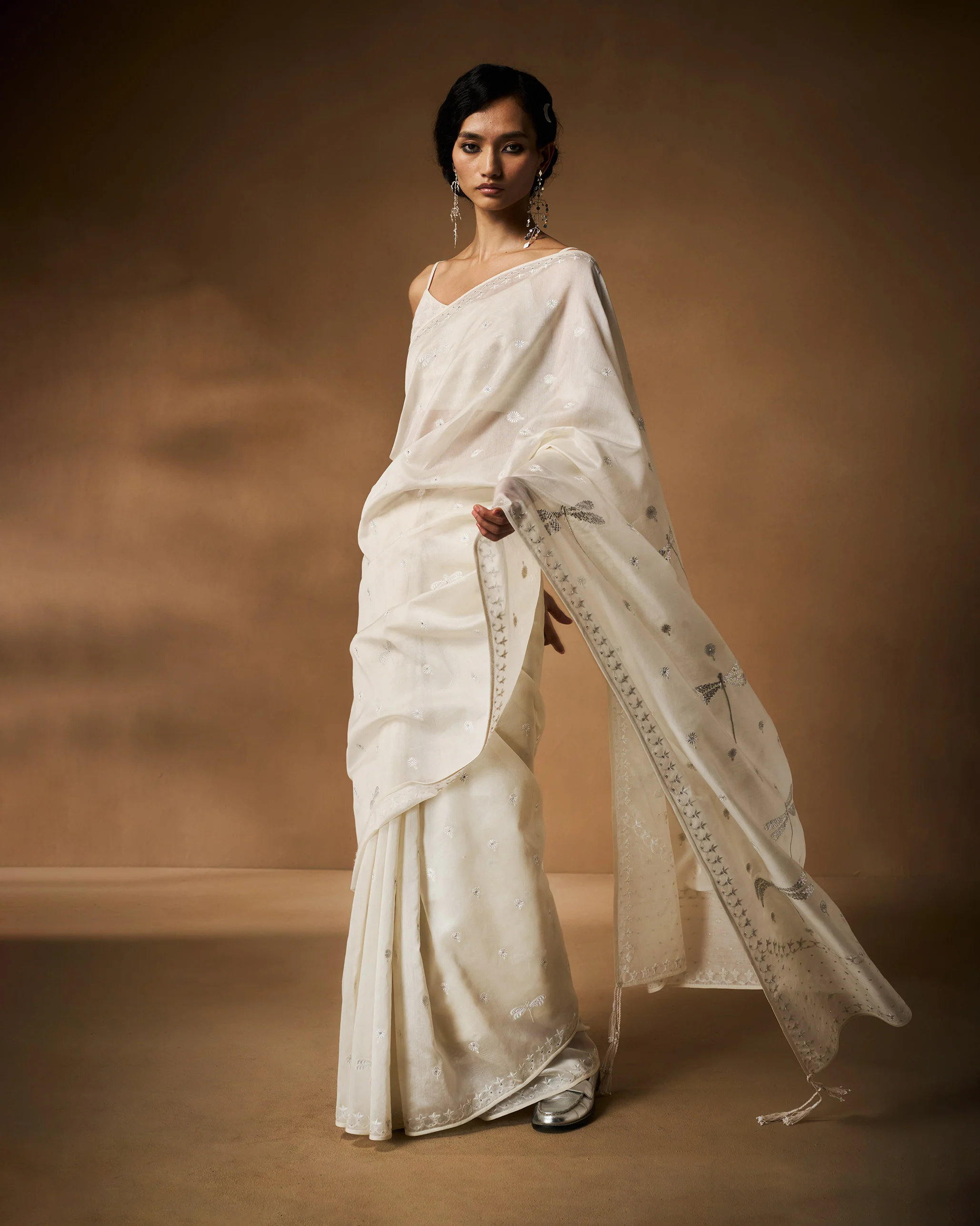 Afreen Sari - Ivory Embroidered - Image 7