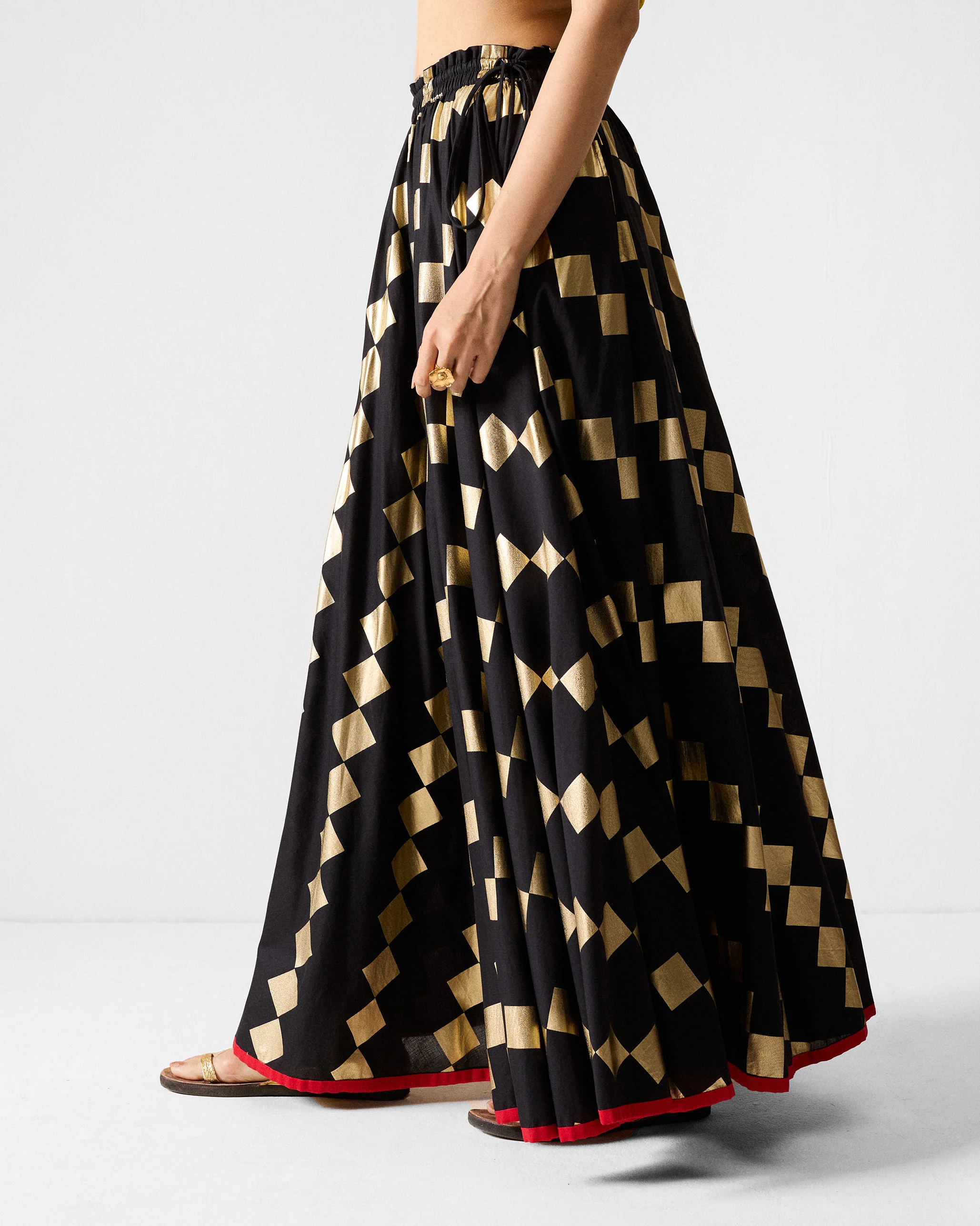 Afsar Skirt - Black & Gold Printed - Image 3