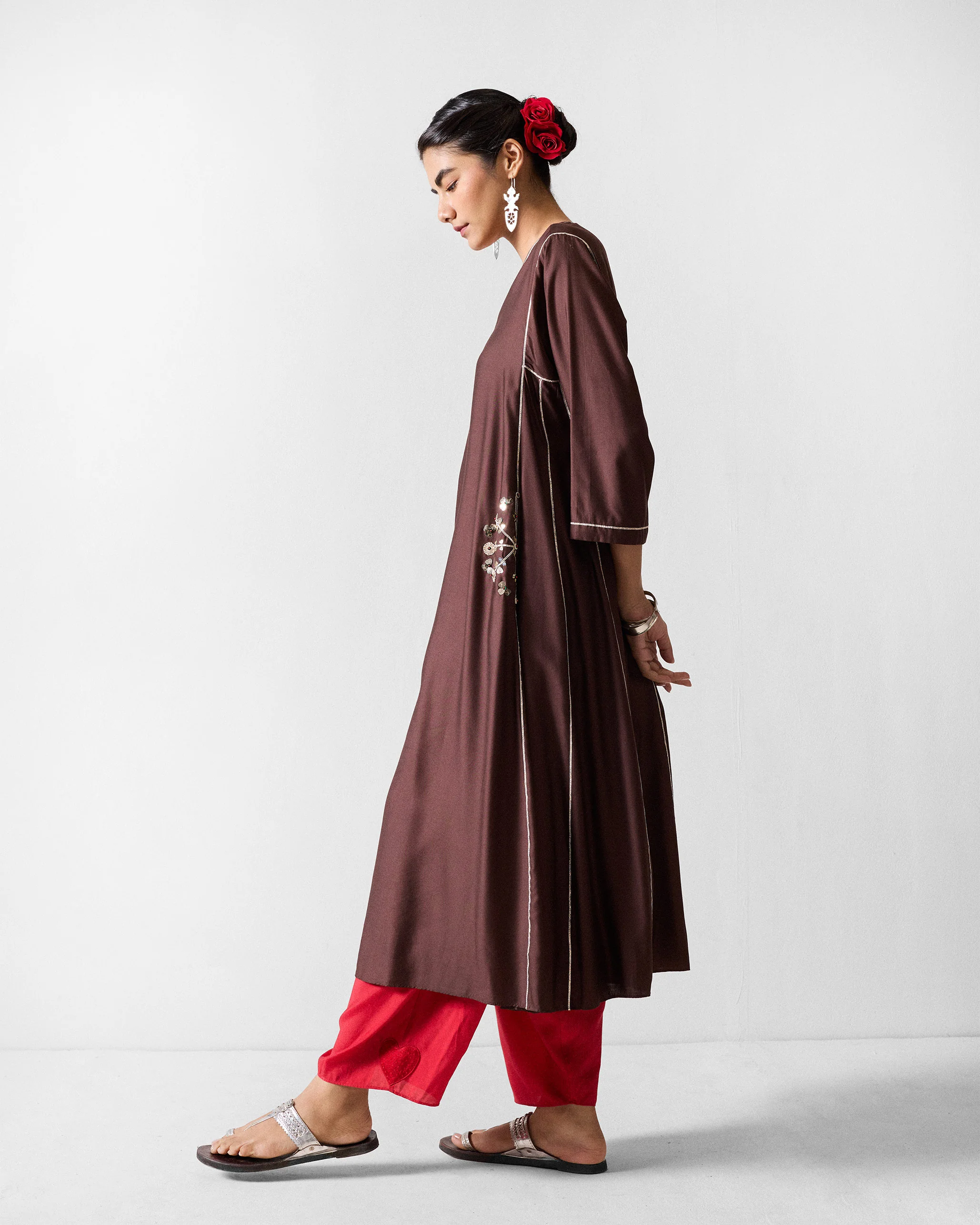 Aheli Kurta - Chocolate Brown - Image 3