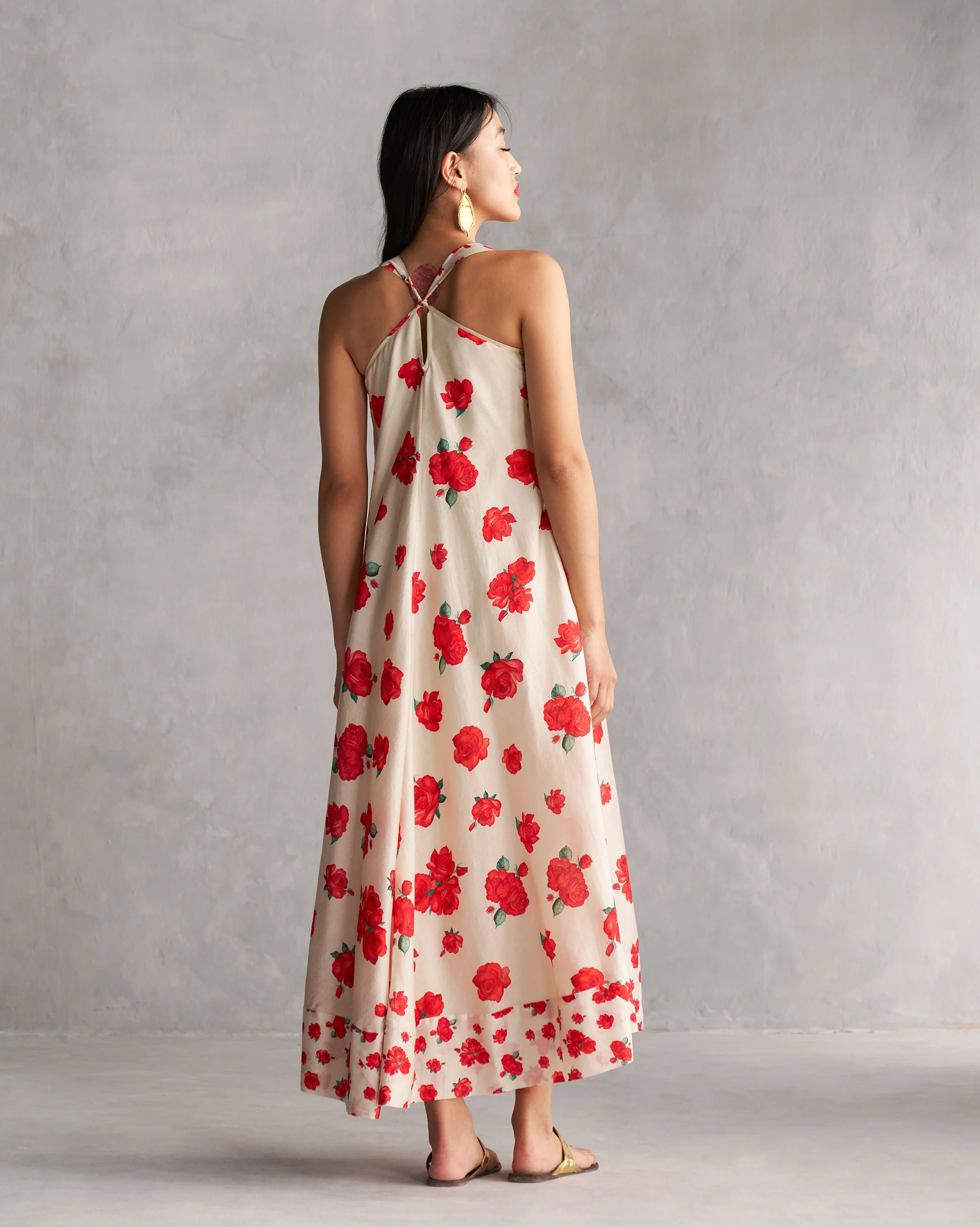 Akira Twistback Dress - Ivory & Red - Image 2