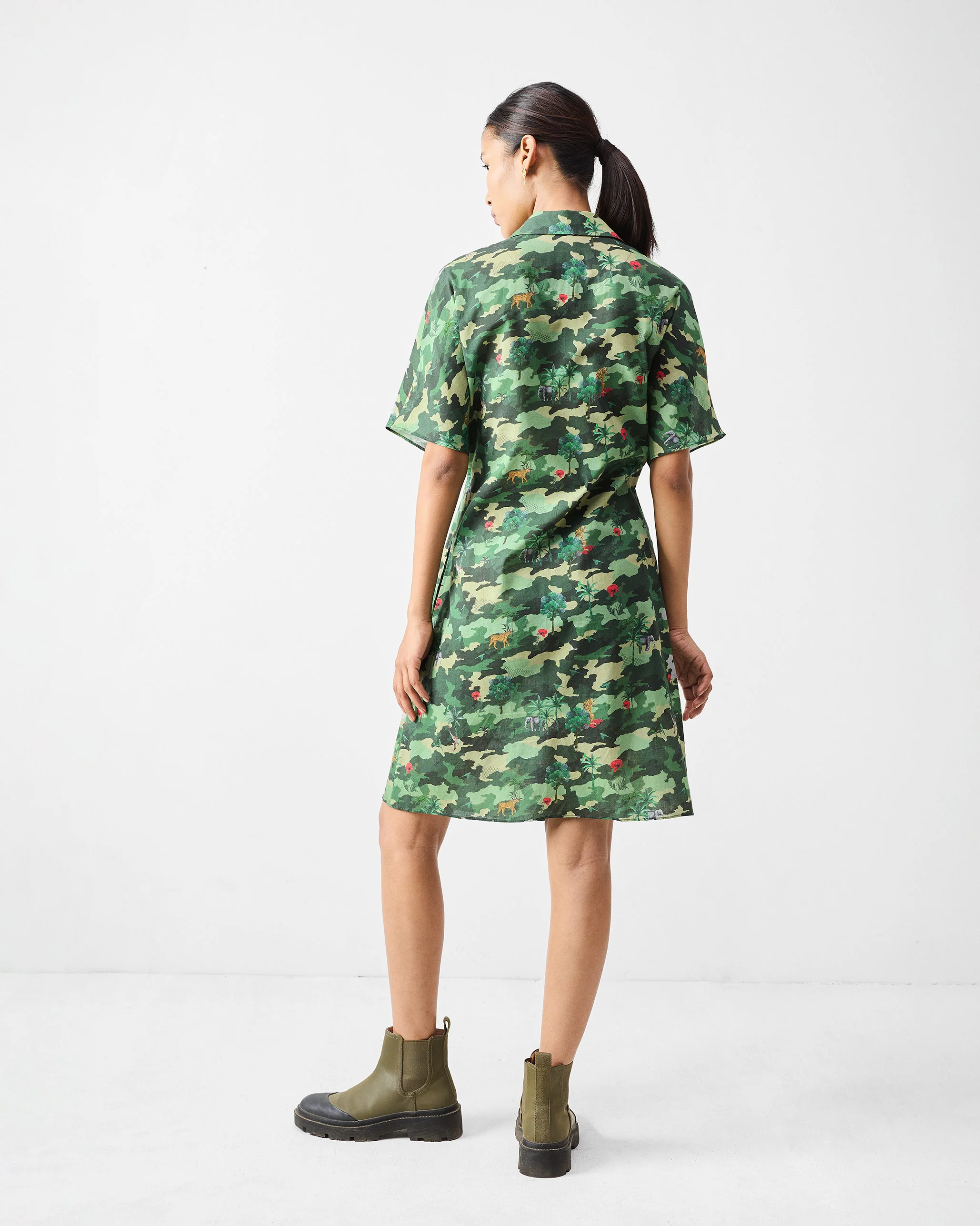 Alappuzha Shirt Dress - Green Printed - Image 2