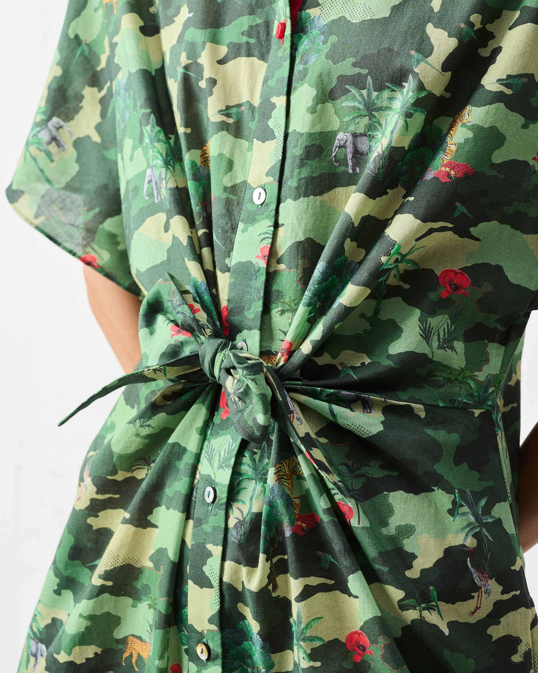 Alappuzha Shirt Dress - Green Printed - Image 5