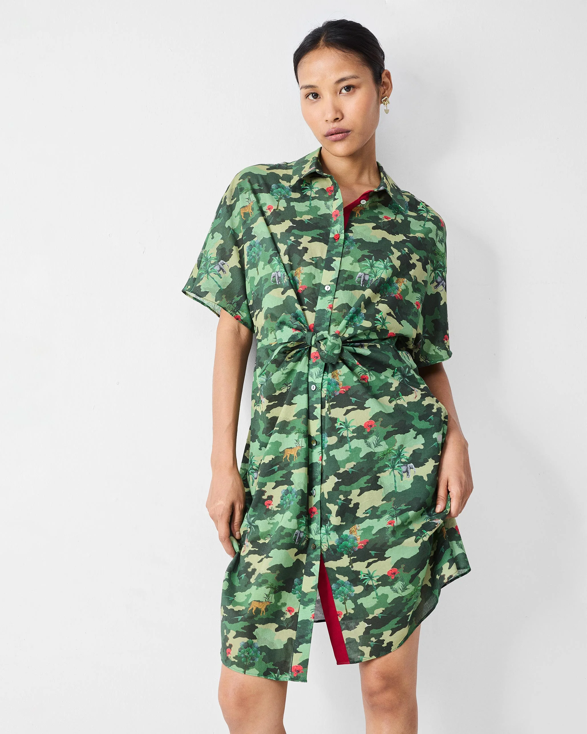 Alappuzha Shirt Dress - Green Printed - Image 6