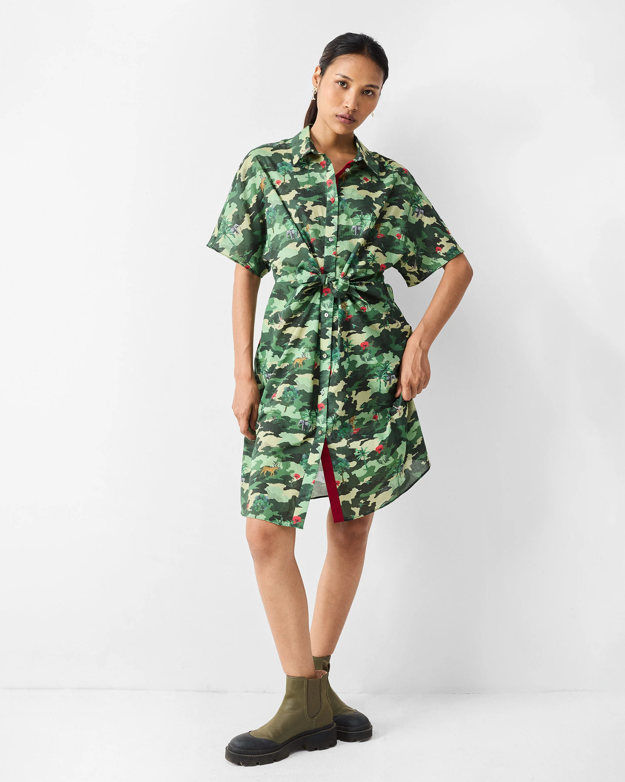 Alappuzha Shirt Dress - Green Printed - Image 7