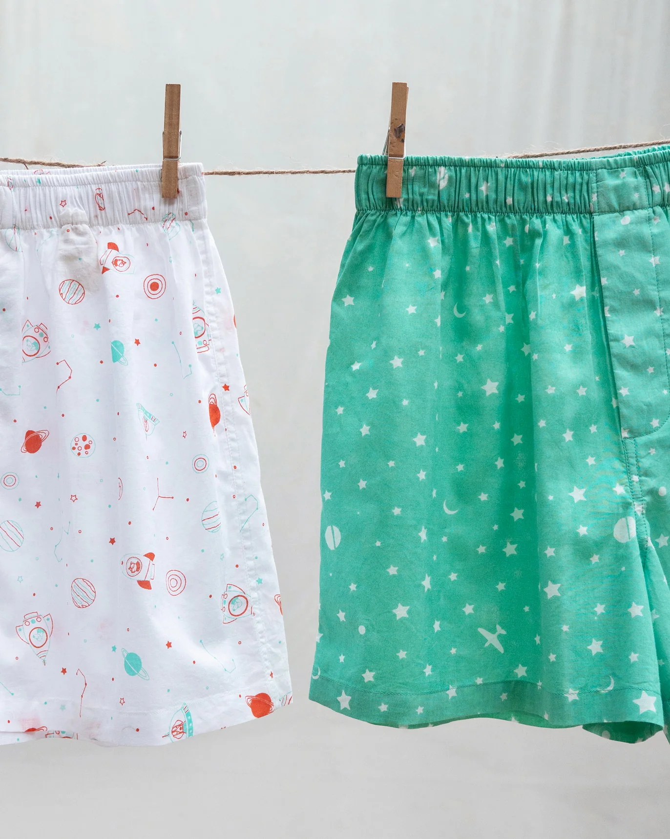 All The Stars Boxers (Set of 2) - White & Turquoise - Image 2