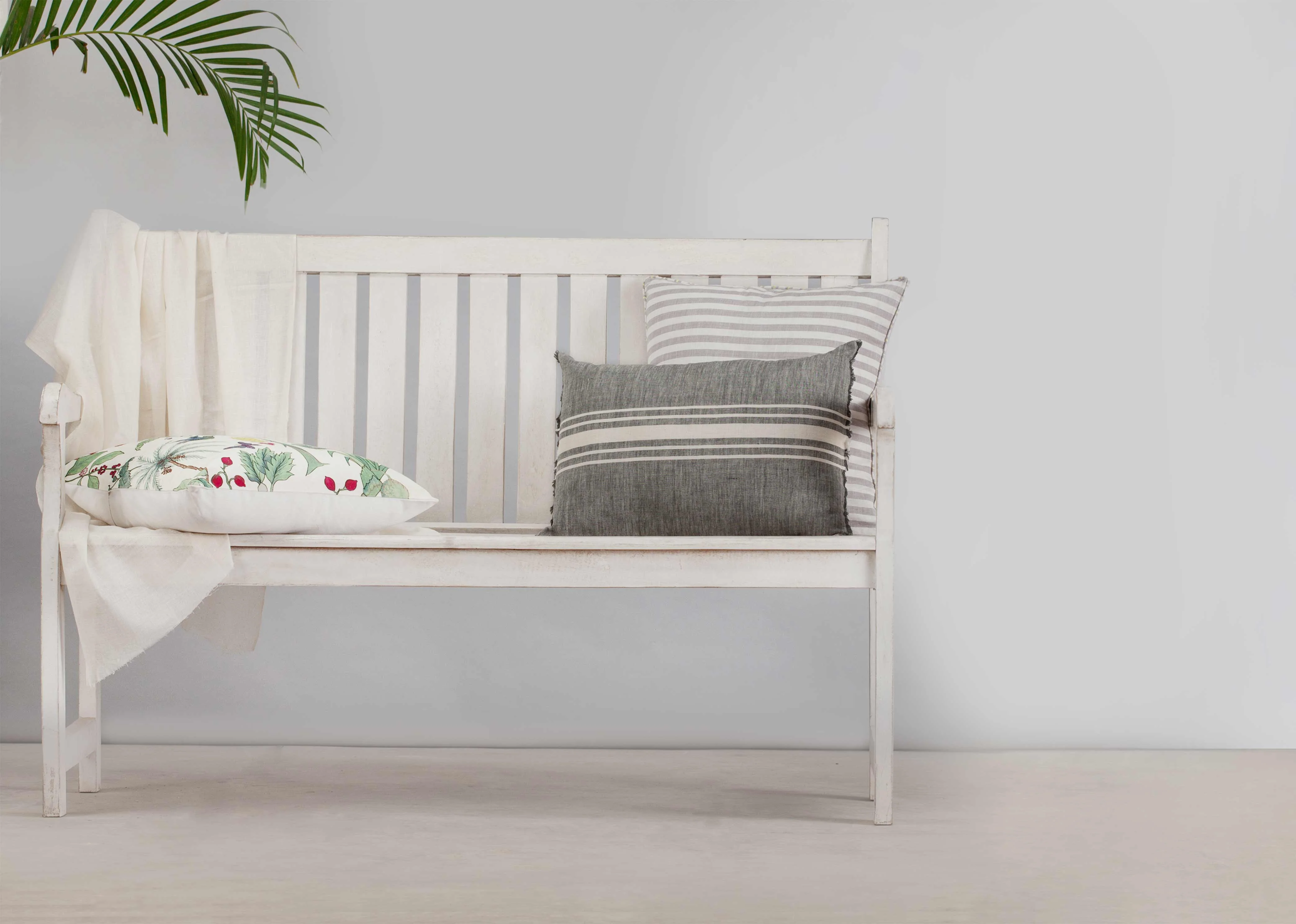 Alleppey French Stripes Pillow Cover - Grey & Ivory - Image 3