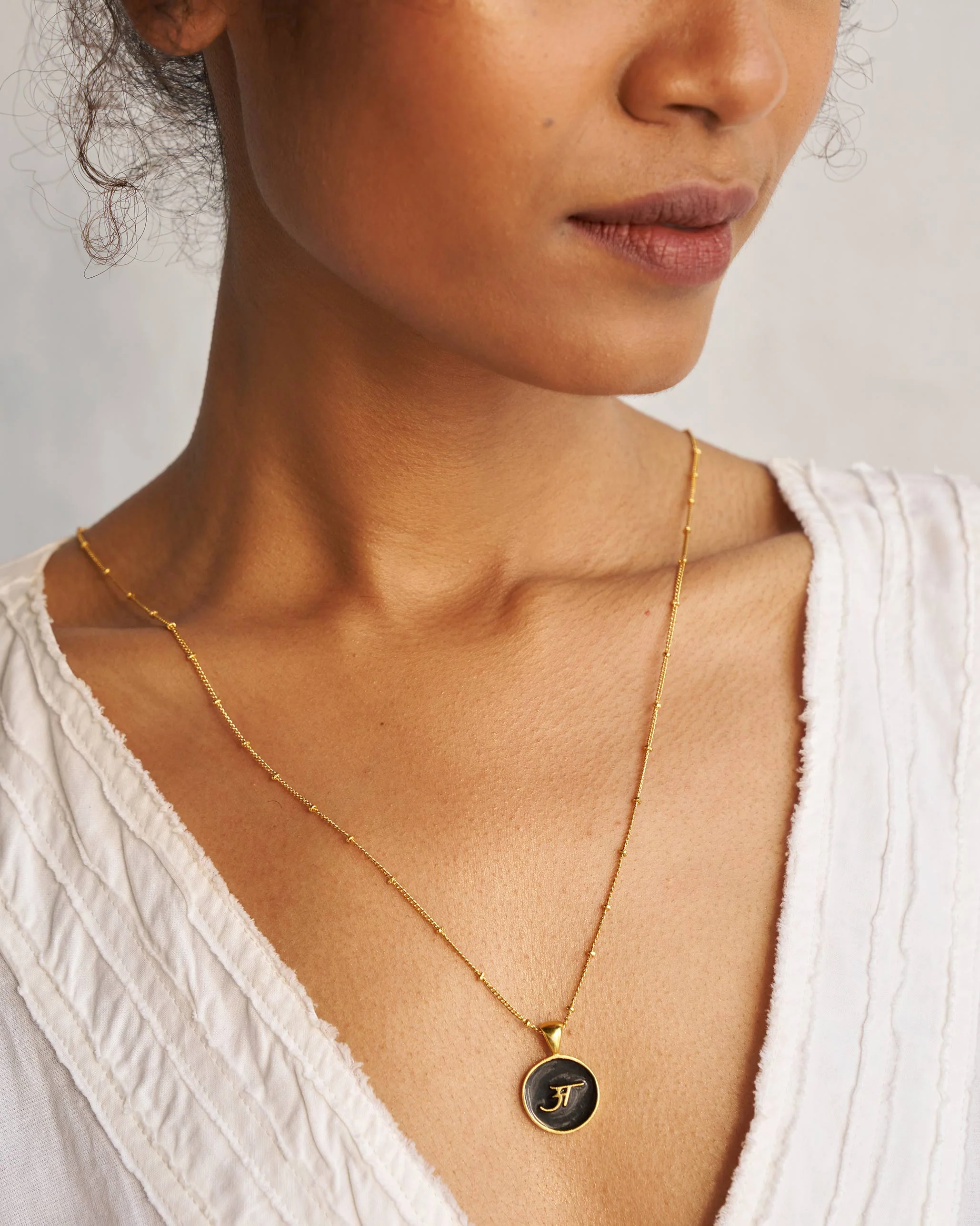Alphabet A Charm- Black & Gold - Image 3