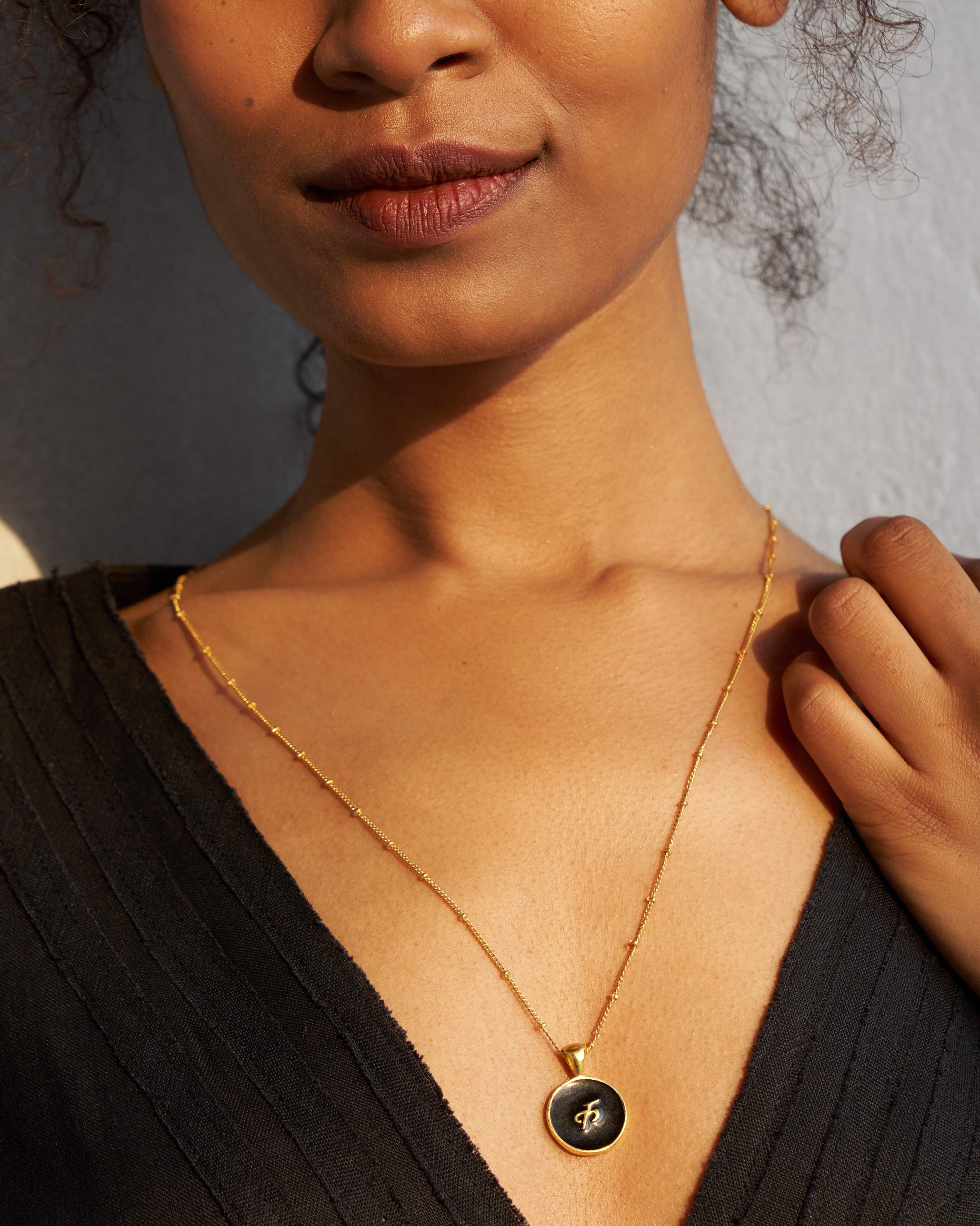 Alphabet K Charm- Black & Gold - Image 3
