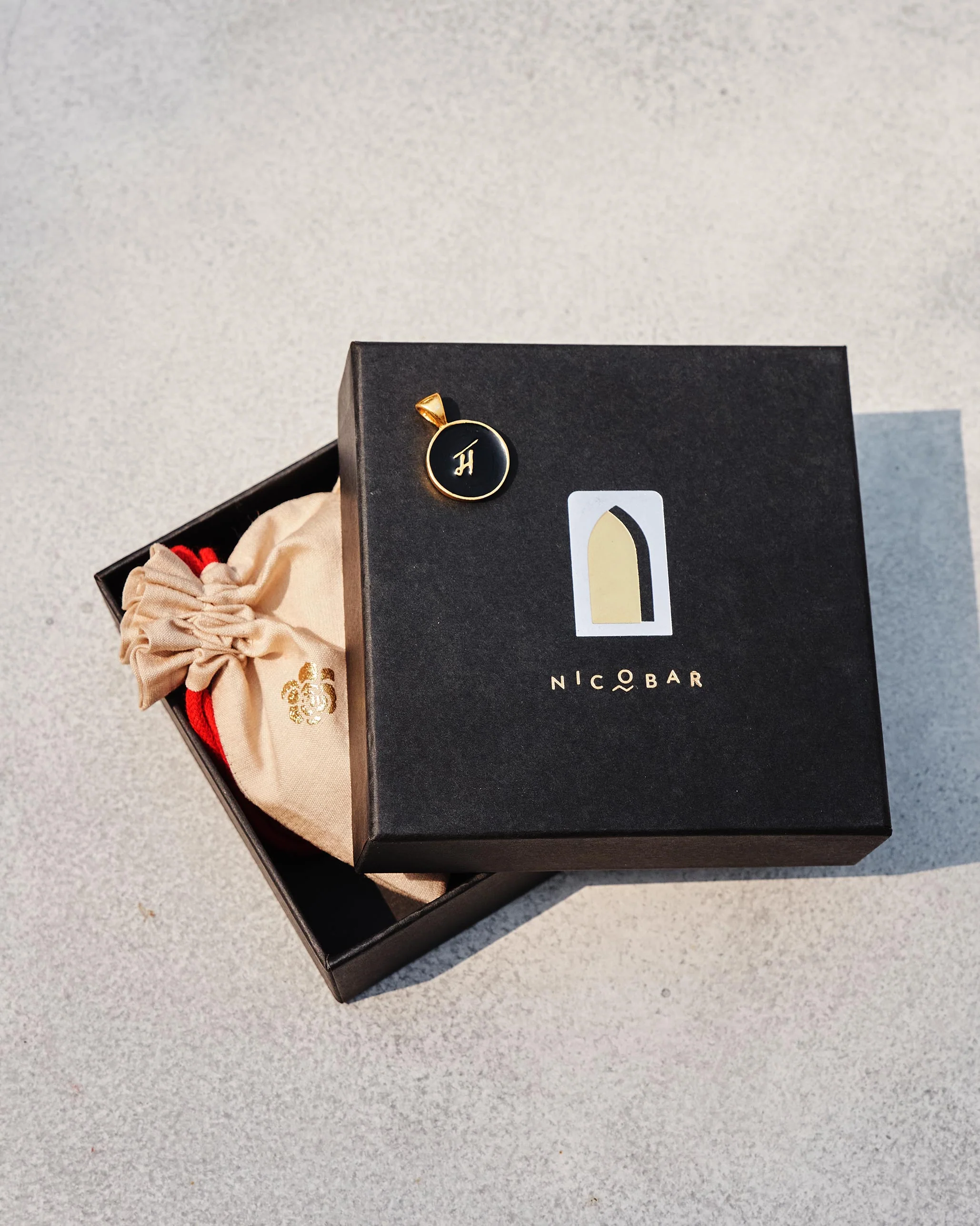 Alphabet M Charm- Black & Gold - Image 2