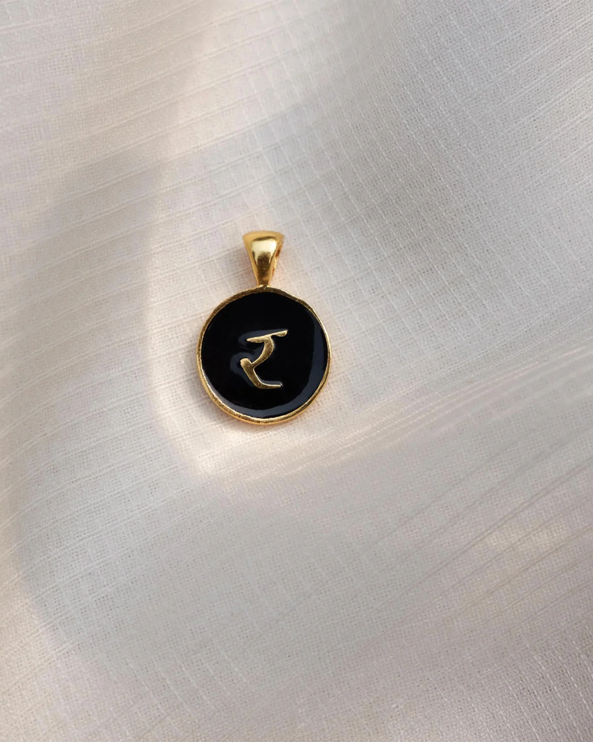 Alphabet R Charm- Black & Gold - Image 4
