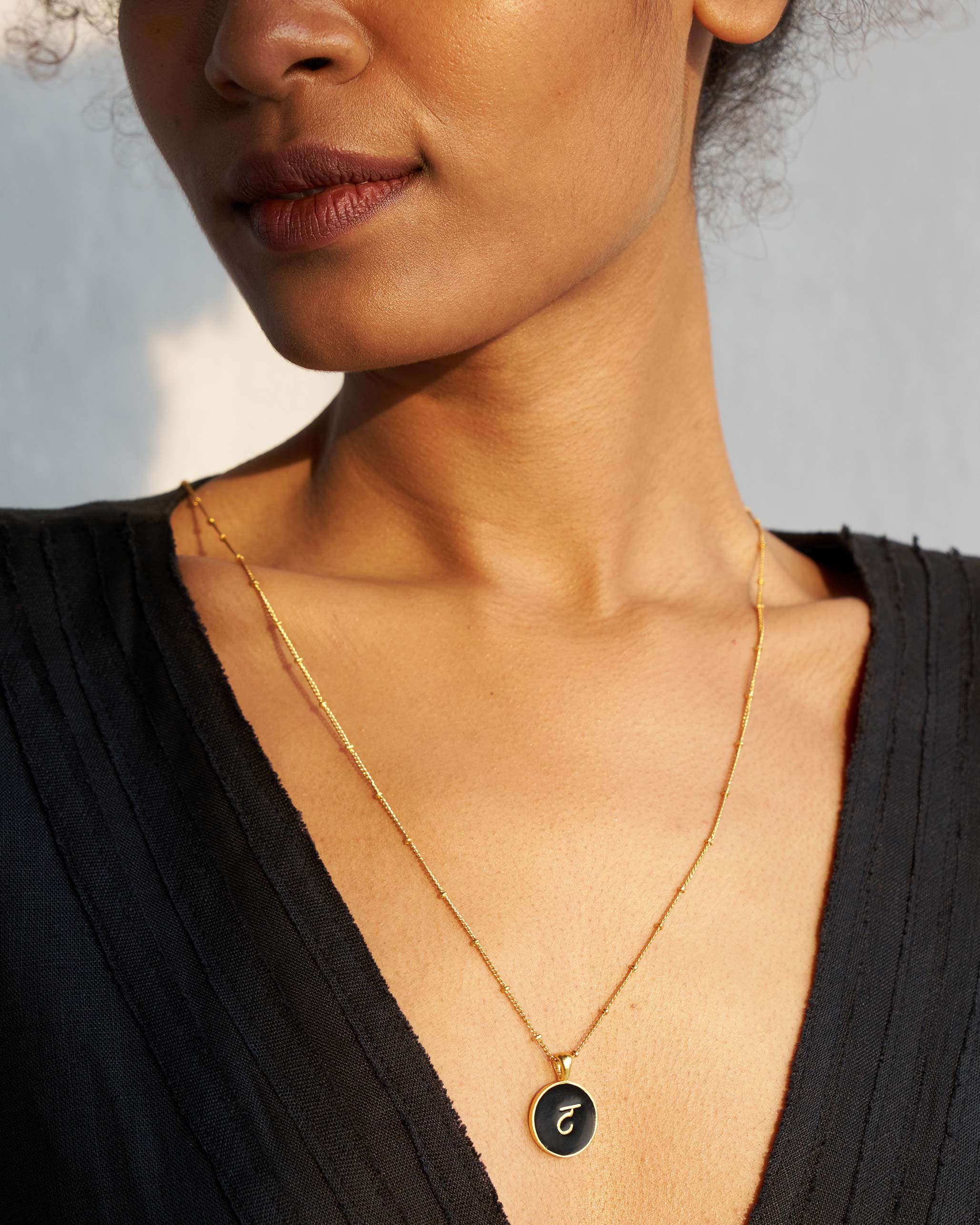 Alphabet T Charm- Black & Gold - Image 2