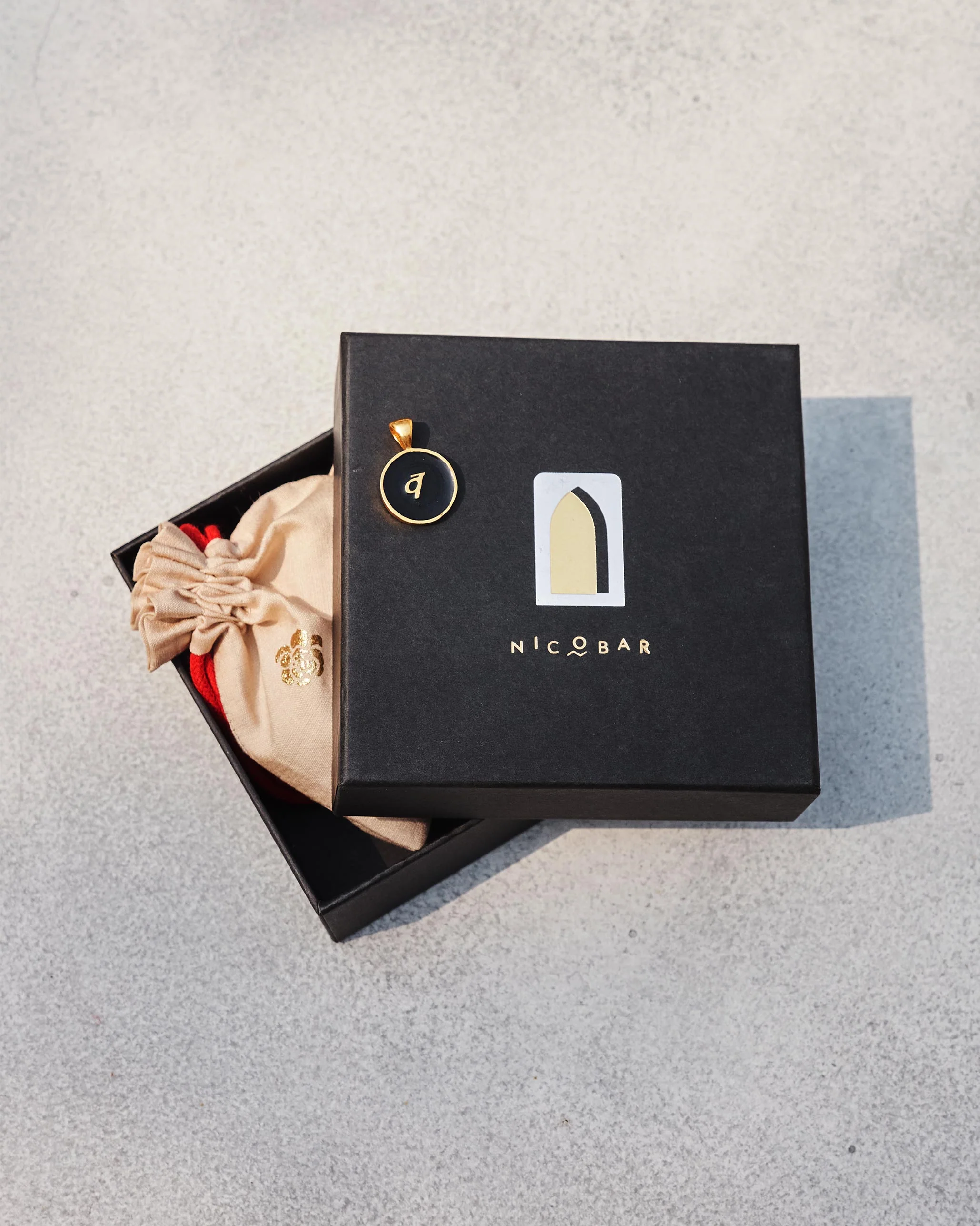 Alphabet V Charm- Black & Gold - Image 2