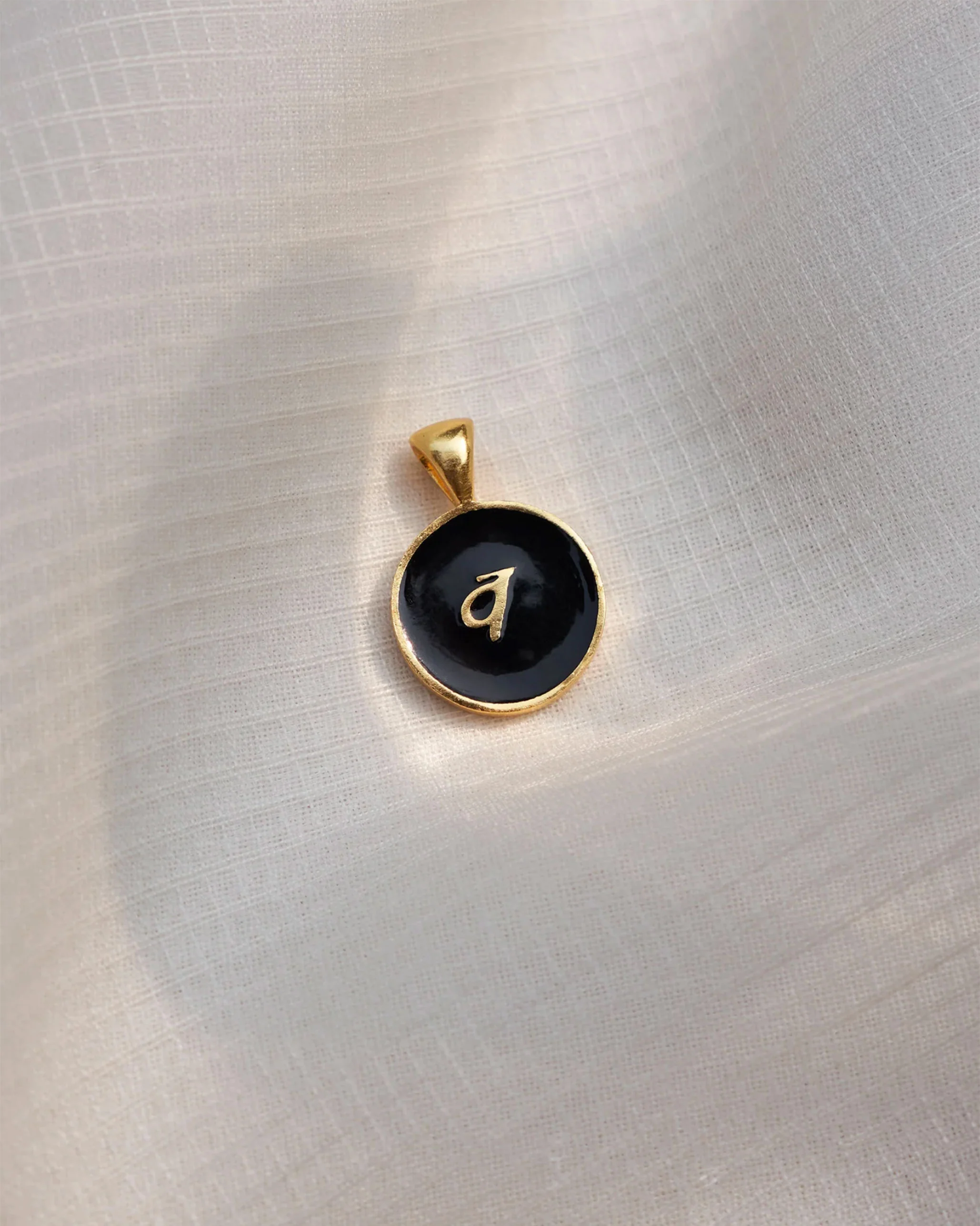 Alphabet V Charm- Black & Gold - Image 4