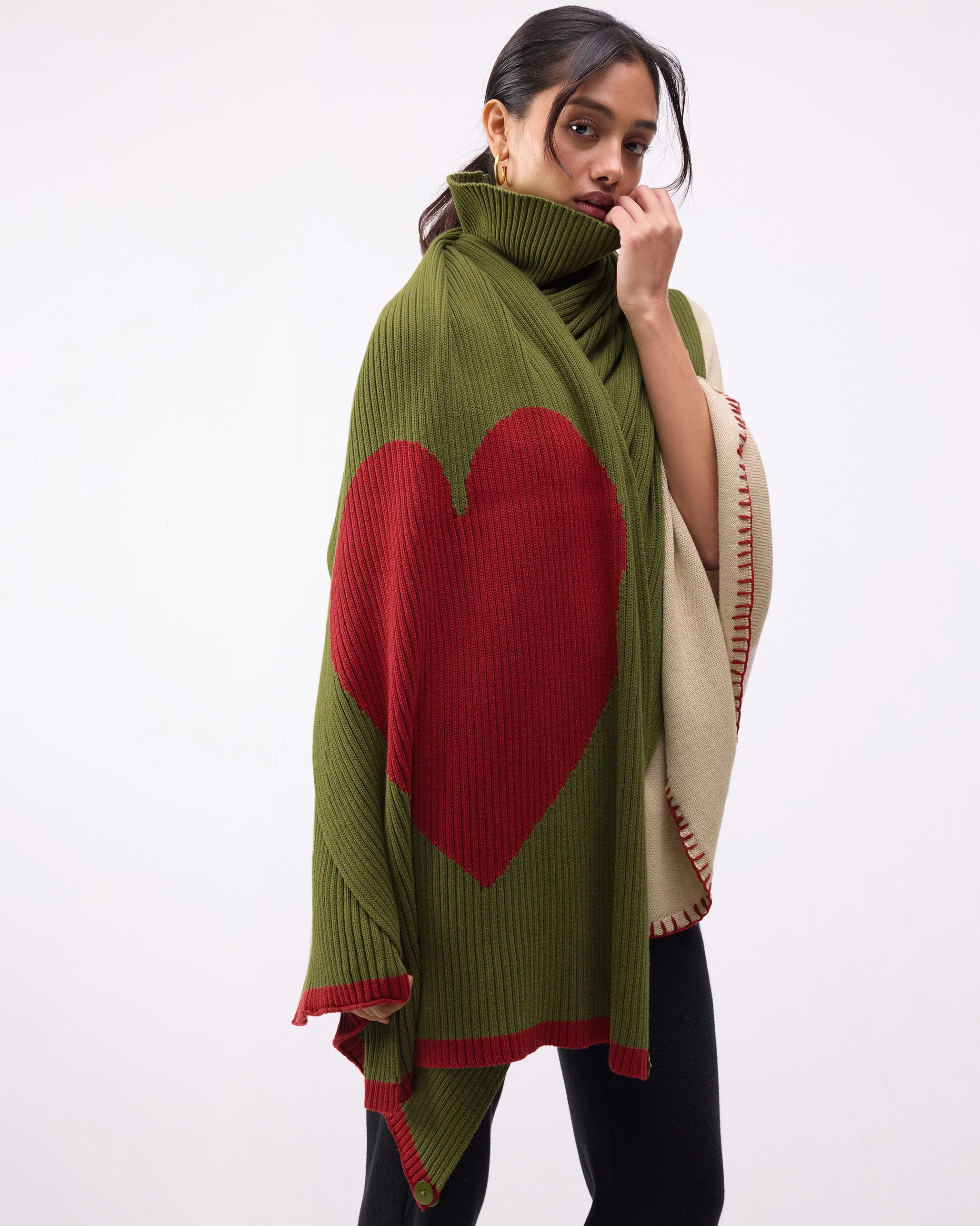 Alpine Poncho - Olive & Oatmeal - Image 8