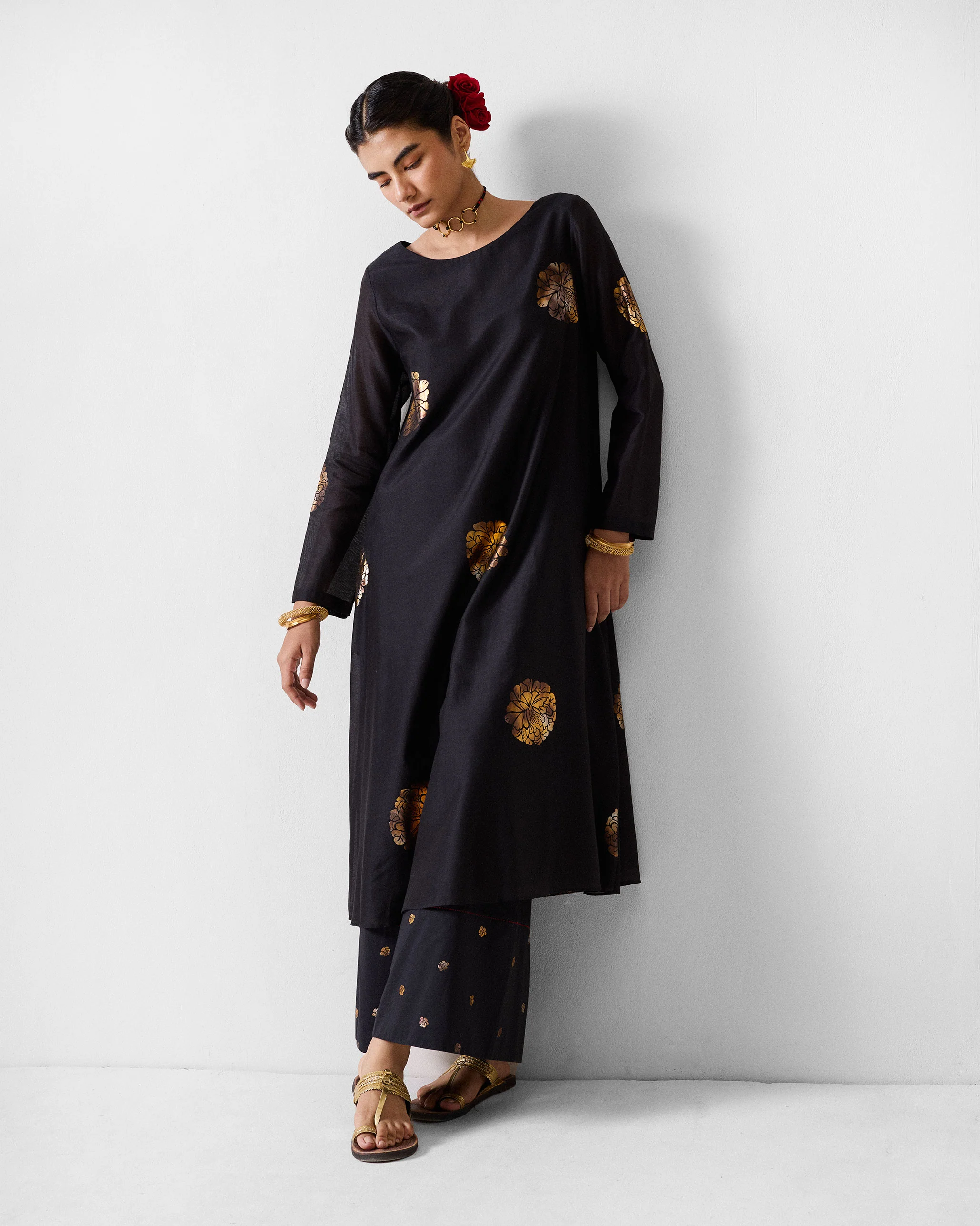 Amer Pyjamas - Black & Gold Printed - Image 7