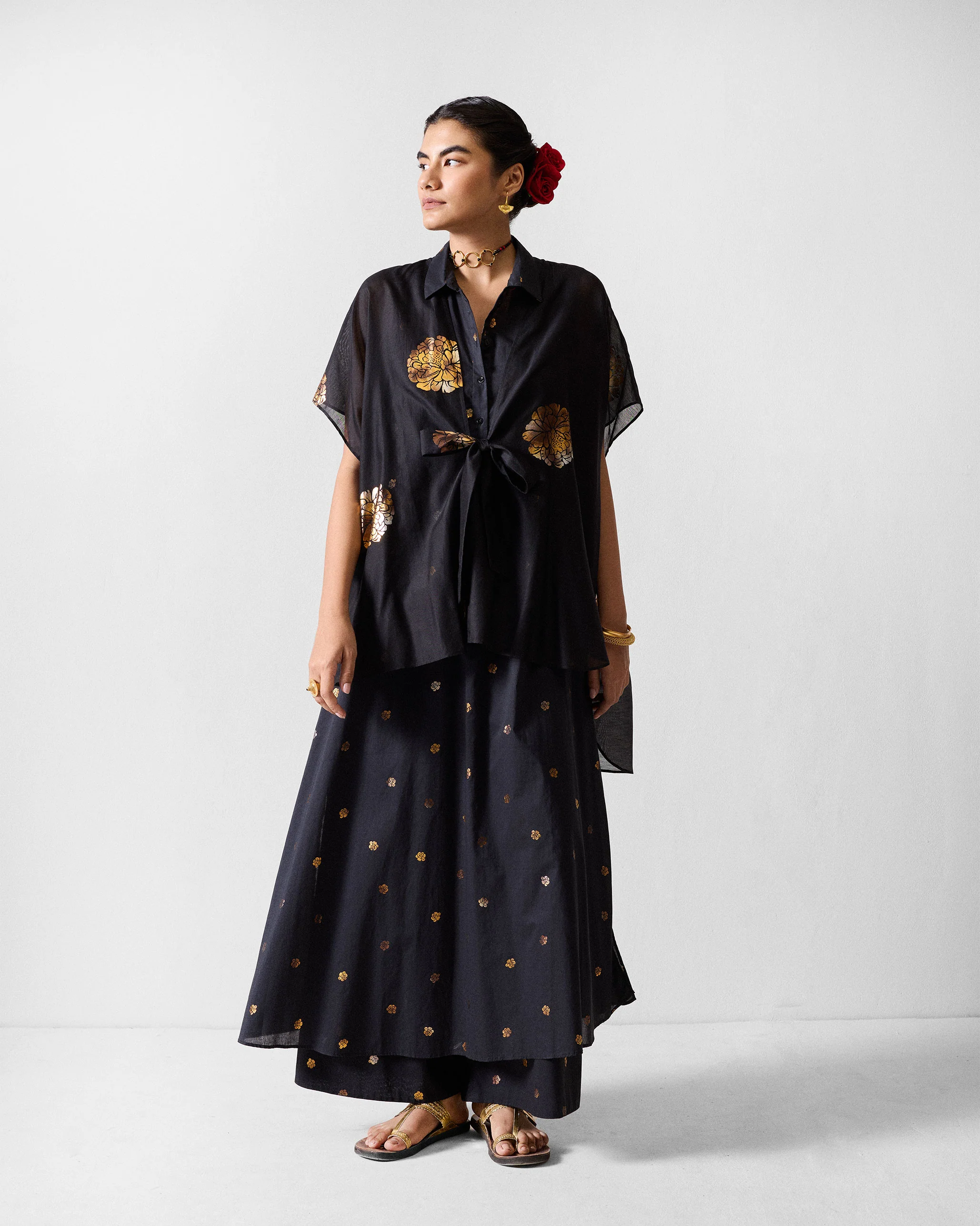 Parallel Kurta - Black & Gold Printed - Image 7