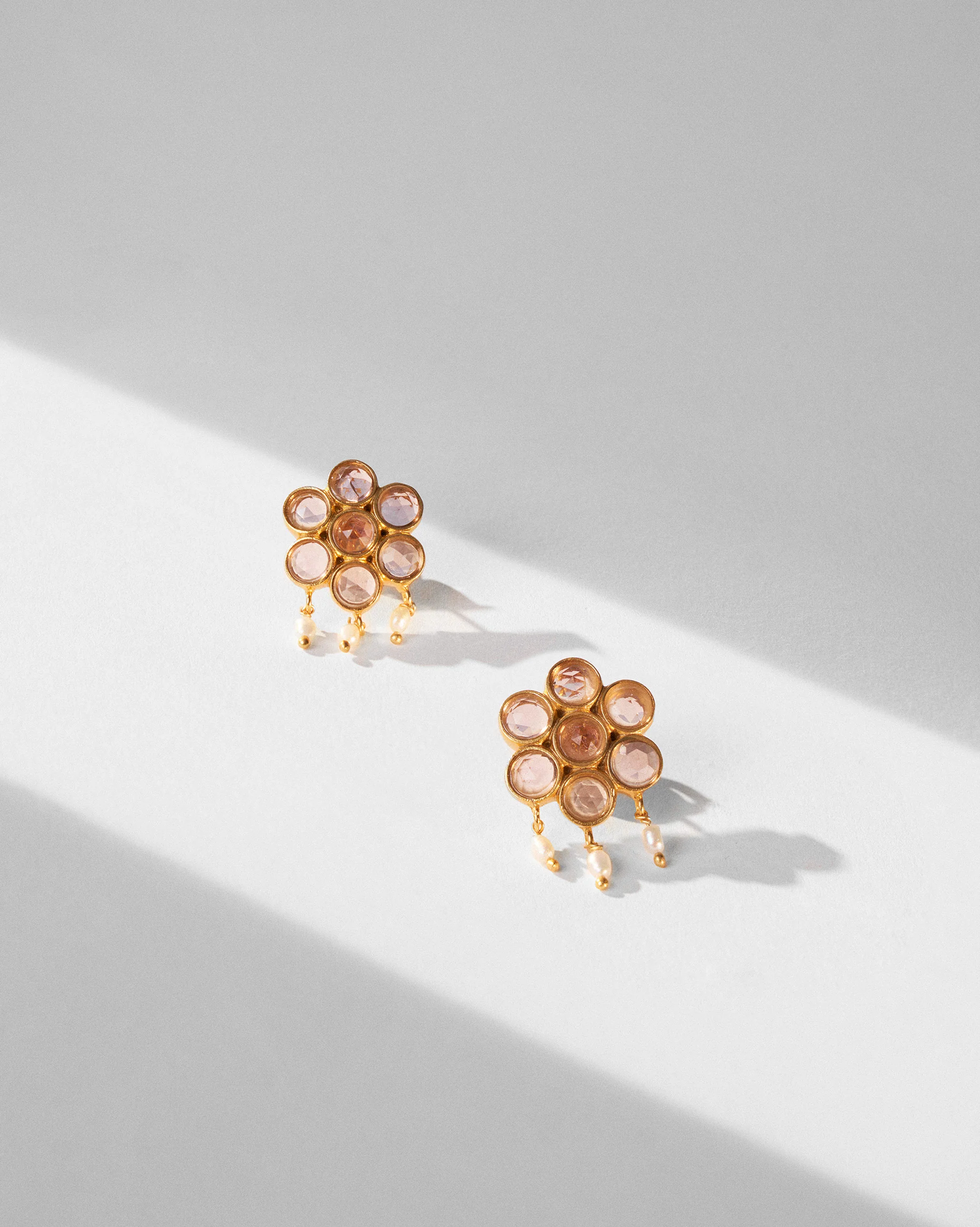 Amethyst Flower Earrings - Gold - Image 2