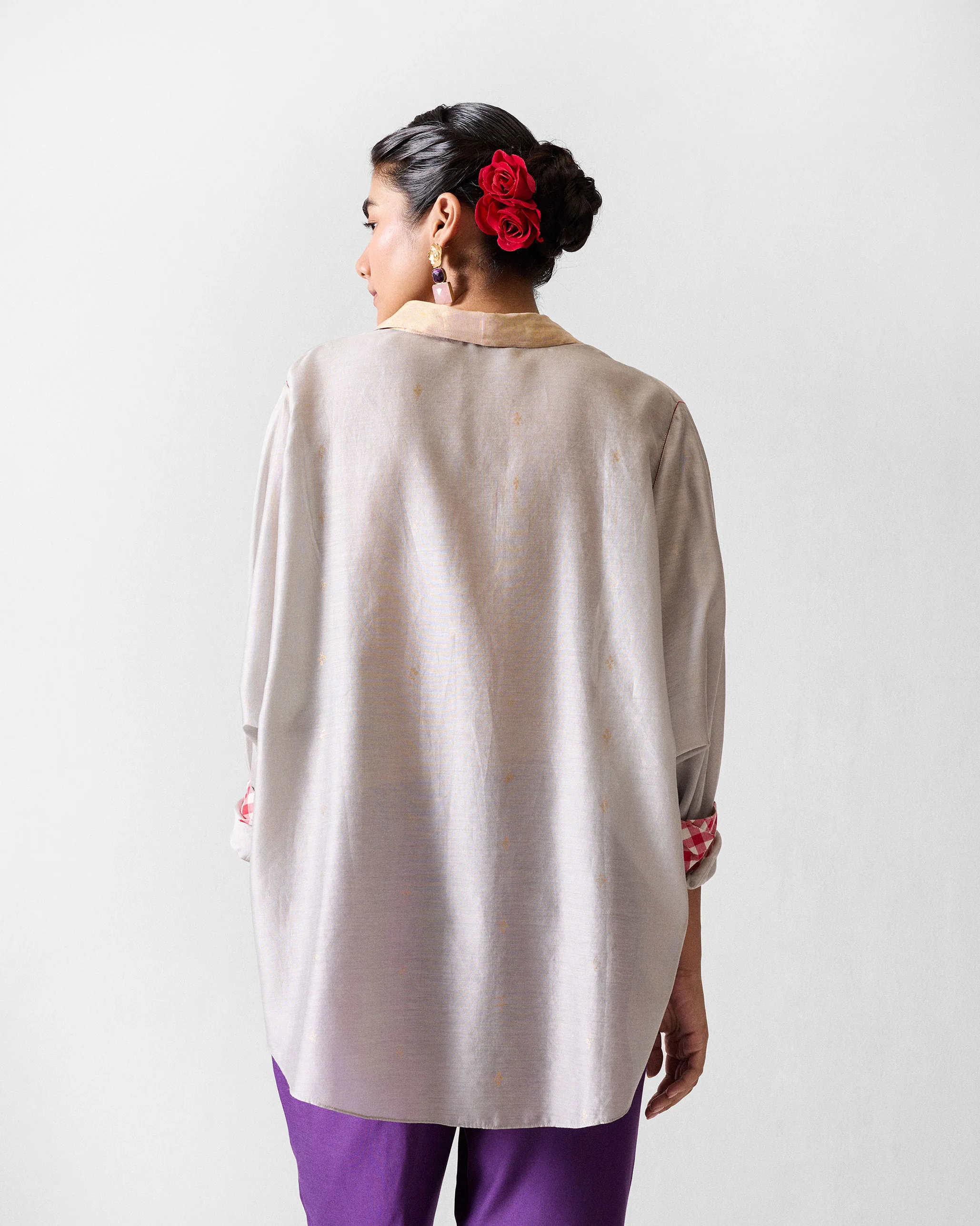 Amravati Top - Grey & Gold Printed - Image 3