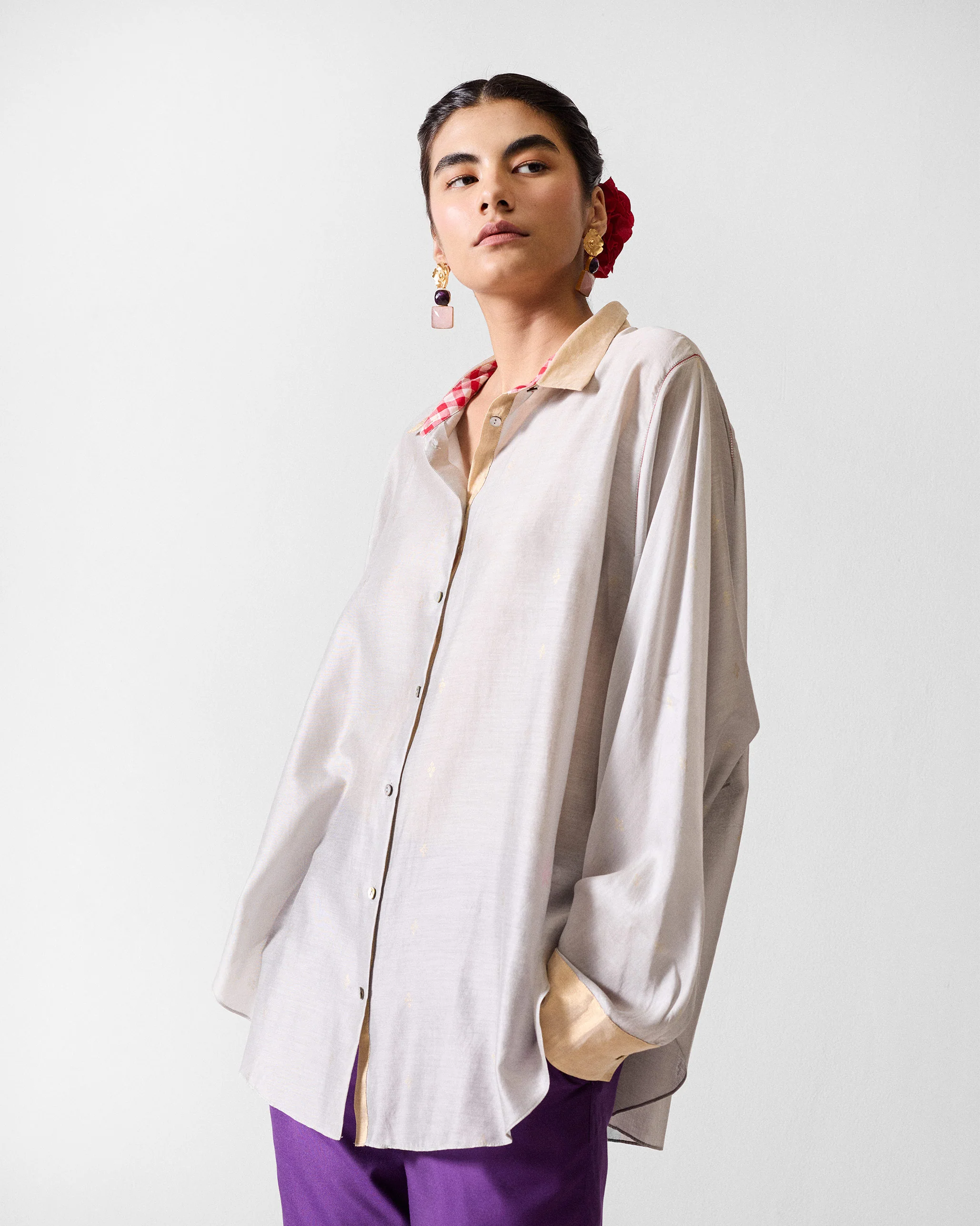 Amravati Top - Grey & Gold Printed - Image 6
