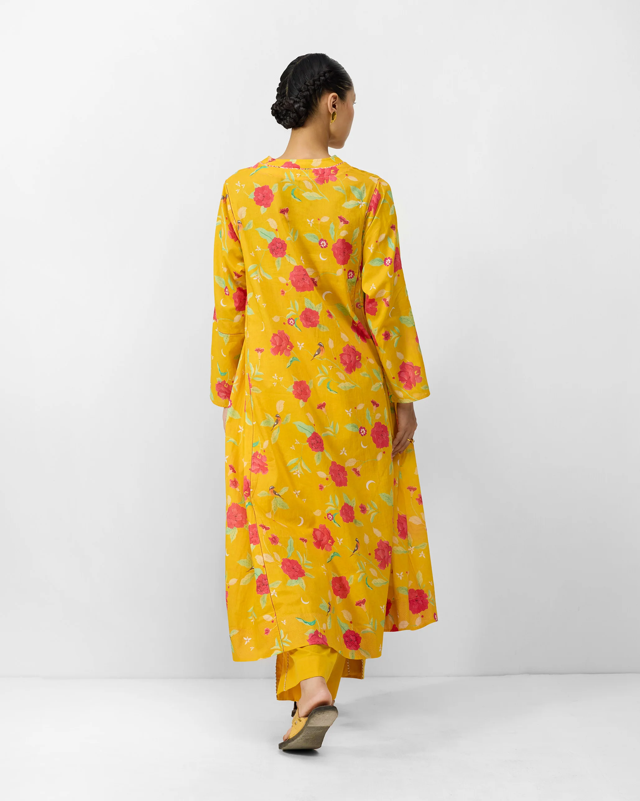 Amreli Kurta - Turmeric Yellow & Watermelon Print - Image 2