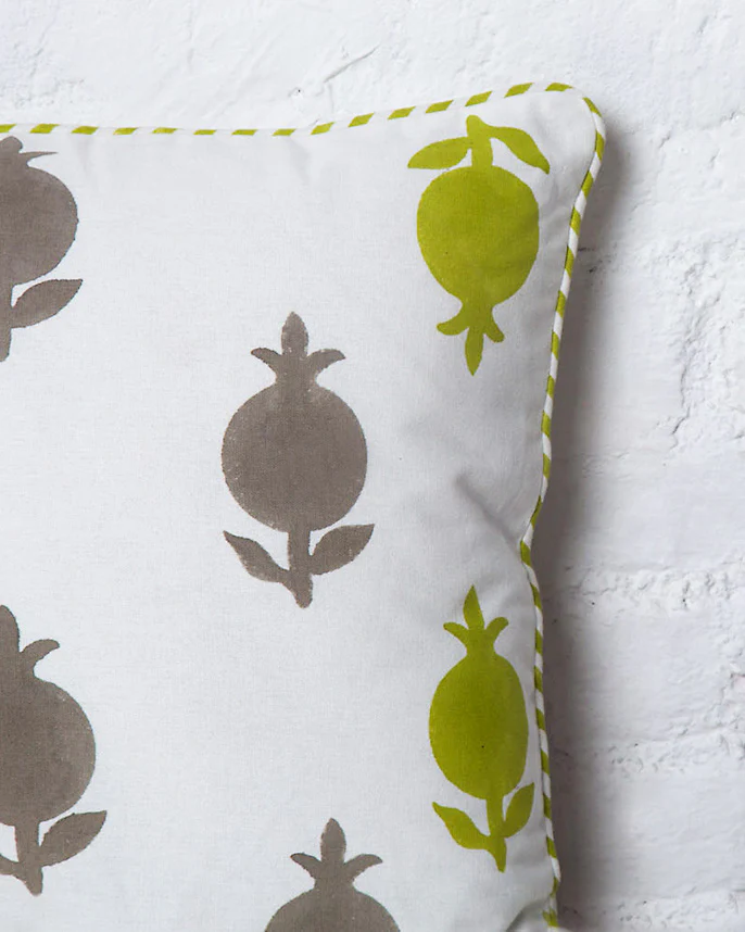 Anar Cushion Cover - Grey & Lime - Image 2