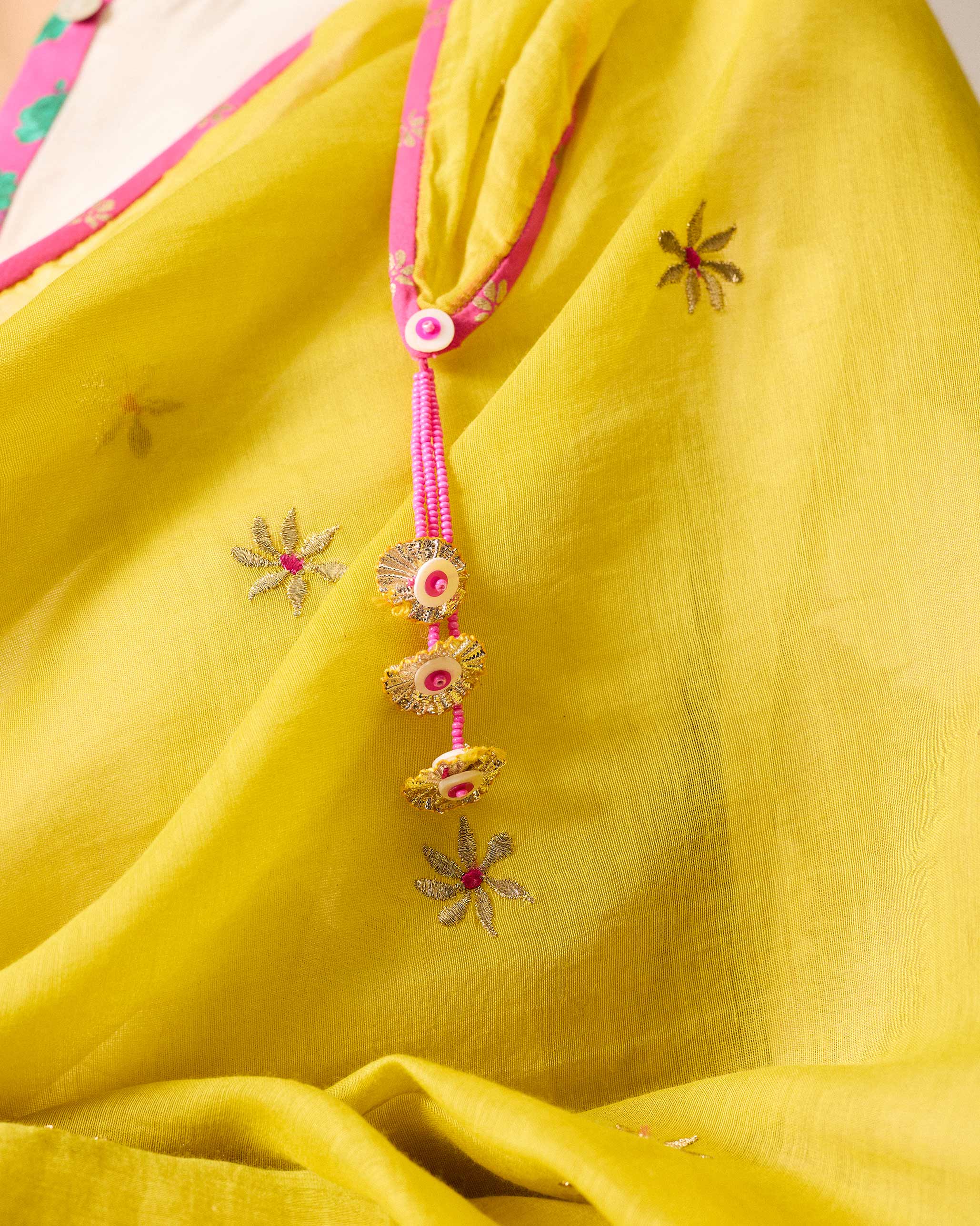 Anaya Dupatta - Chartreuse & Gold Embroidered - Image 5