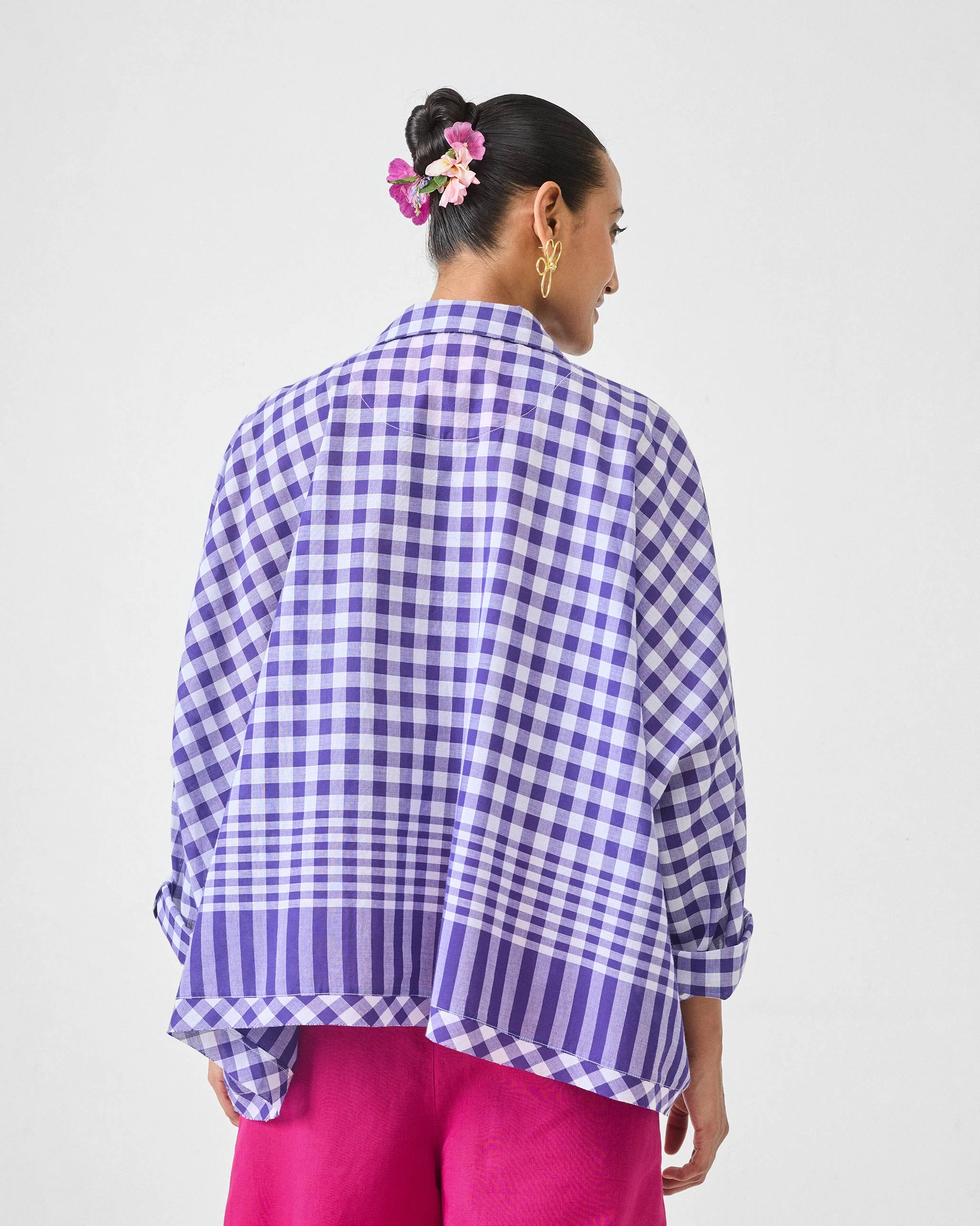 Anna Top - Purple & White Checks - Image 2